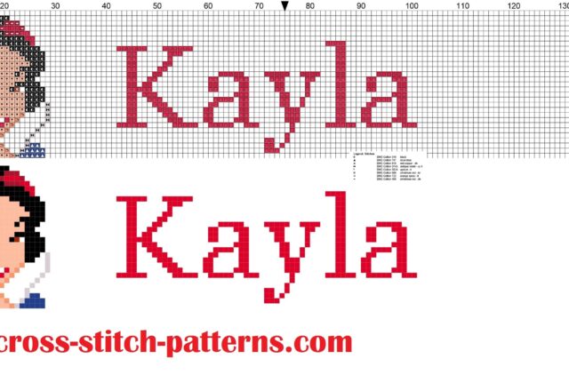 kayla_cross_stitch_pattern_name_with_disney_princess_white_snow