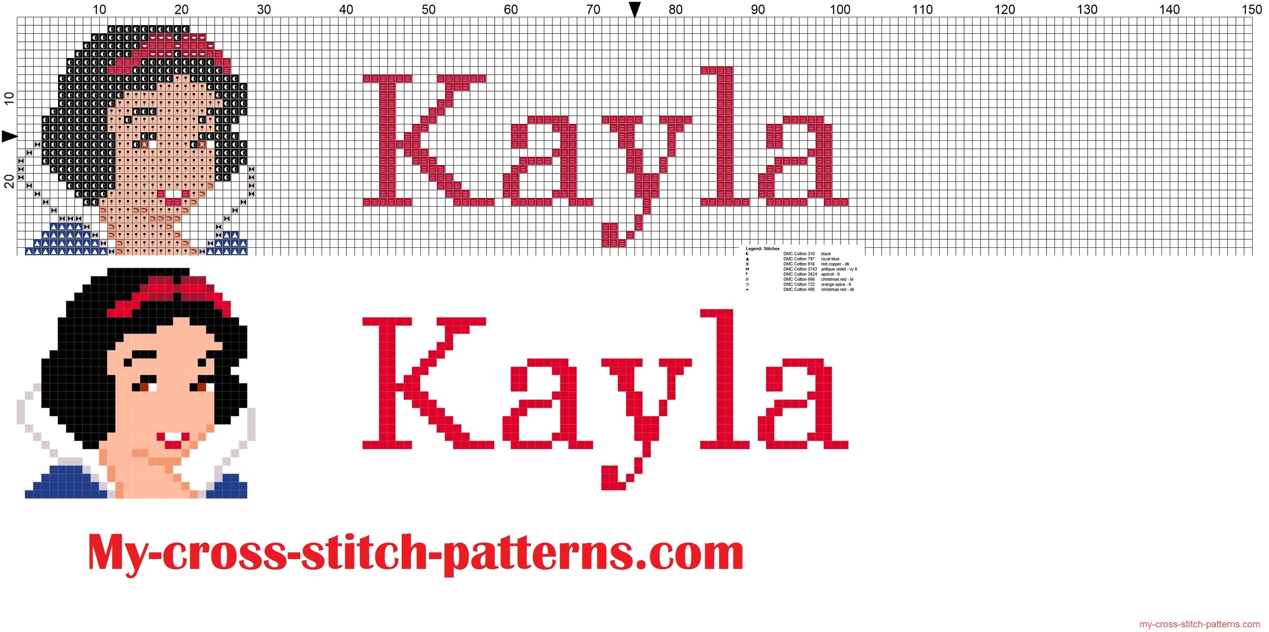 kayla_cross_stitch_pattern_name_with_disney_princess_white_snow