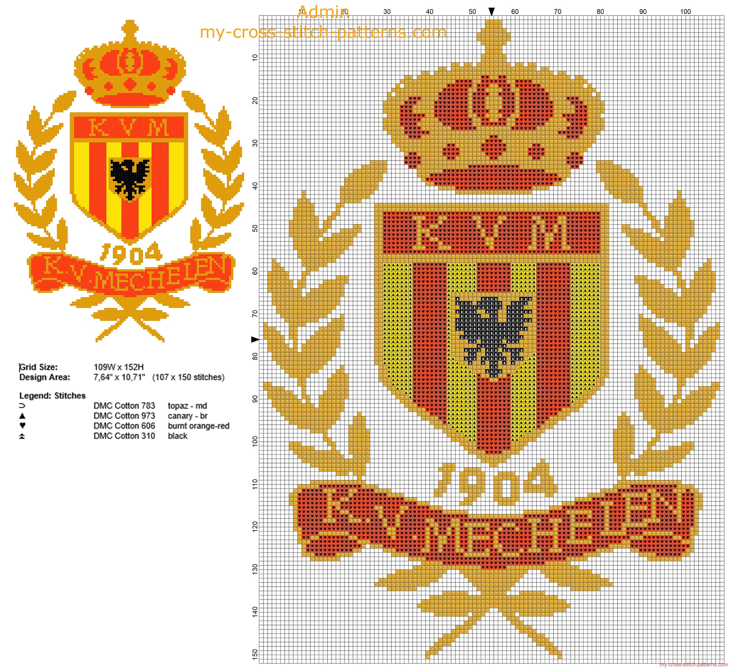 kv_mechelen_football_team_logo_free_cross_stitch_pattern