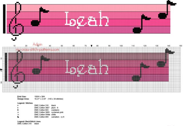 leah_cross_stitch_baby_female_name_with_pink_colors_sheet_music