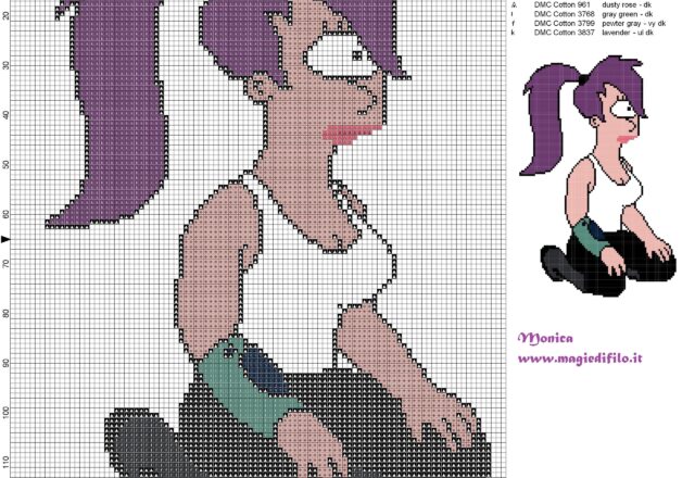 leela_futurama_cross_stitch_pattern