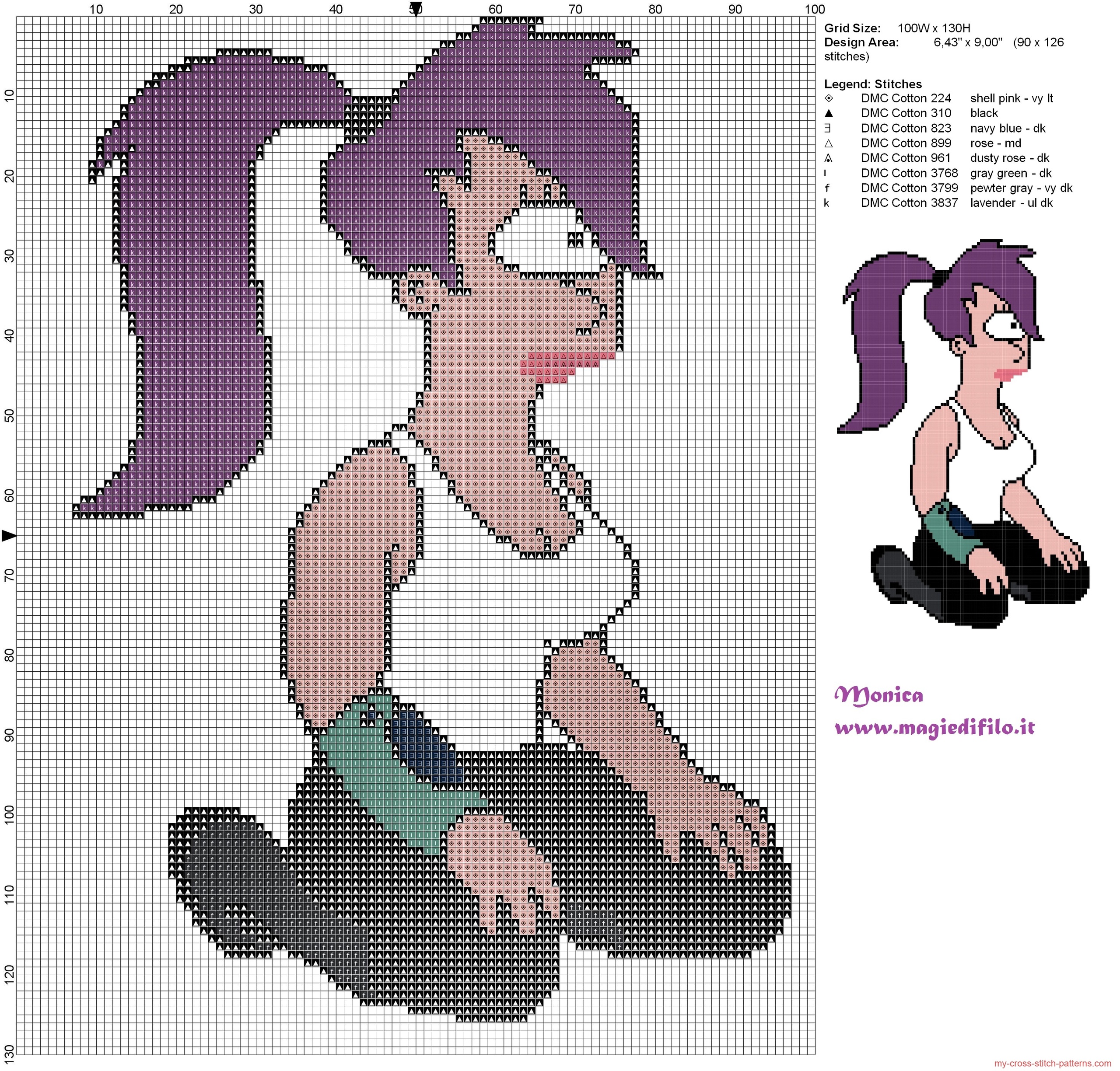 leela_futurama_cross_stitch_pattern