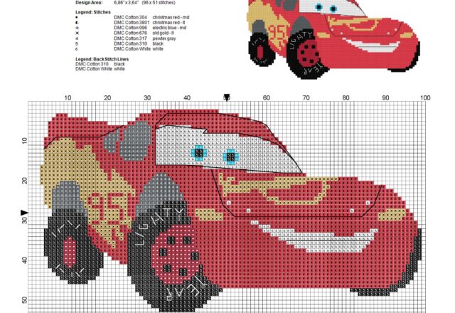 lightning_mcqueen_disney_cars_cross_stitch_pattern