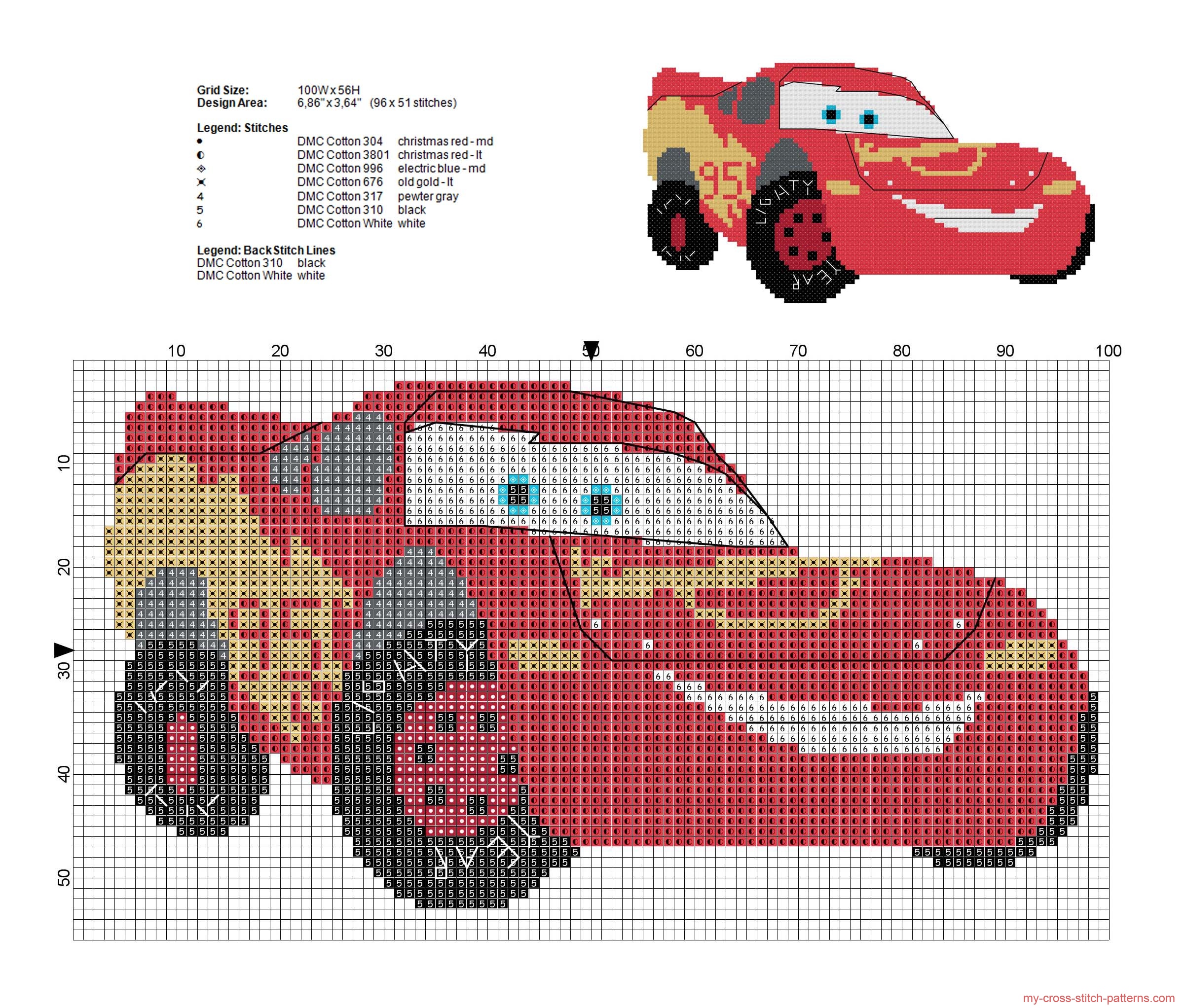 lightning_mcqueen_disney_cars_cross_stitch_pattern