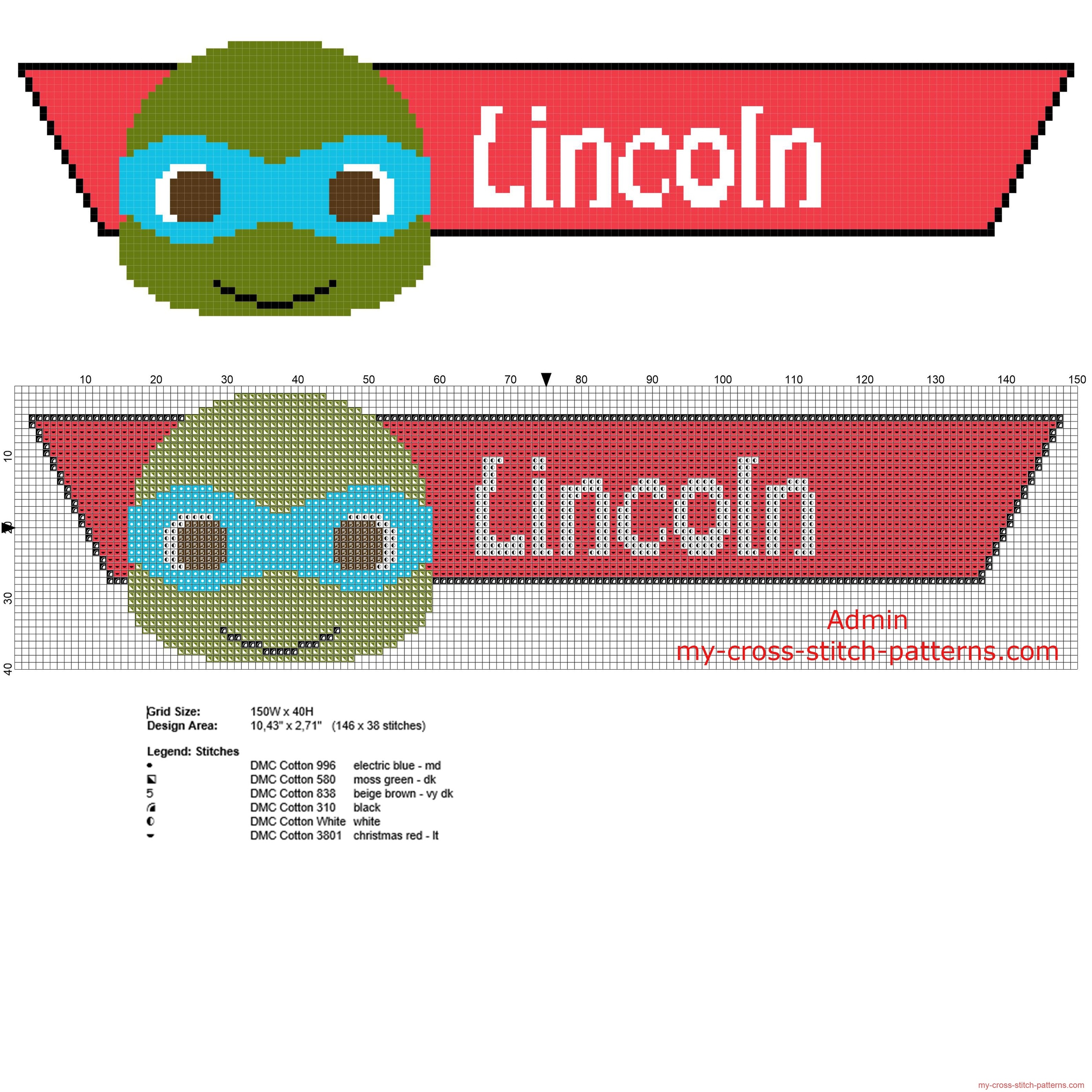 lincoln_cross_stitch_pattern_baby_name_with_ninja_turtles_free_download