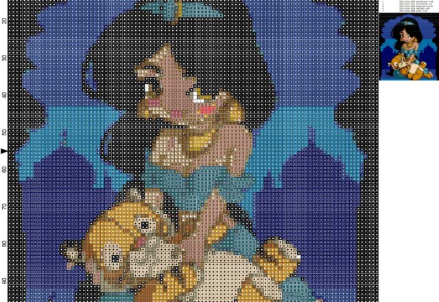 little_jasmine_with_tiger_cross_stitch_pattern