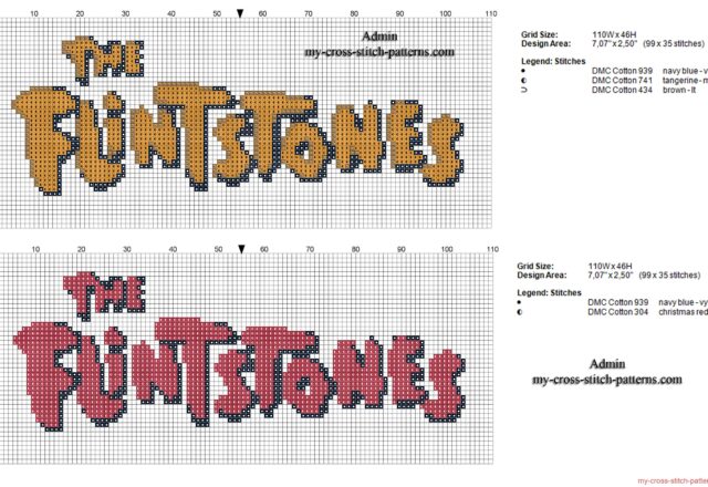 logo_the_flintstones_orange_or_red_free_cross_stitch_pattern