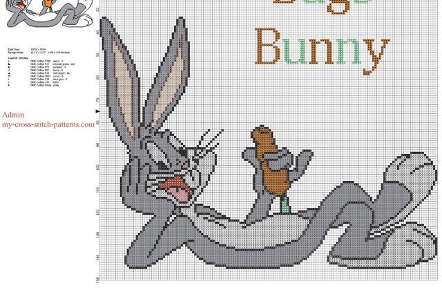 looney_tunes_cartoon_character_bugs_bunny_with_a_carrot_free_cross_stitch_pattern