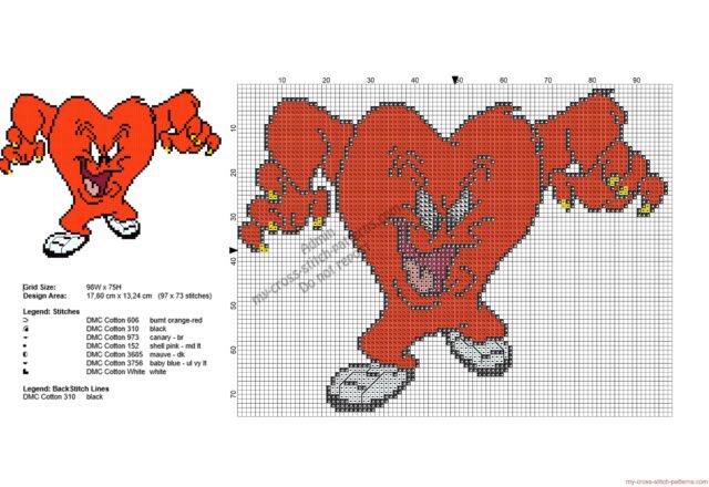 looney_tunes_gossamer_free_cross_stitch_pattern_97x73