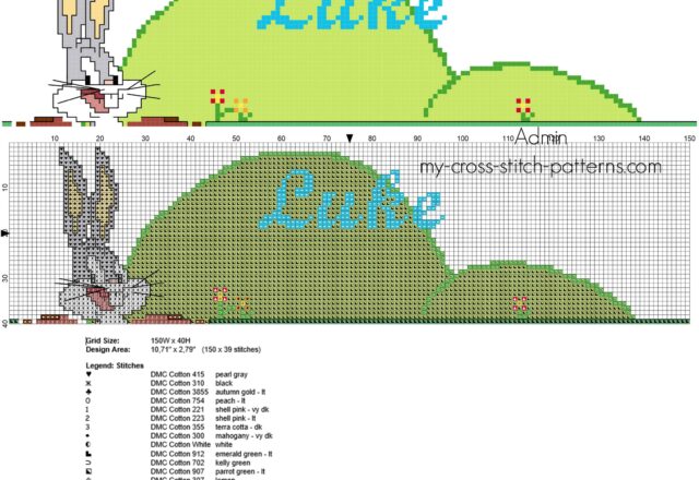 luke_cross_stitch_baby_male_name_with_bugs_bunny