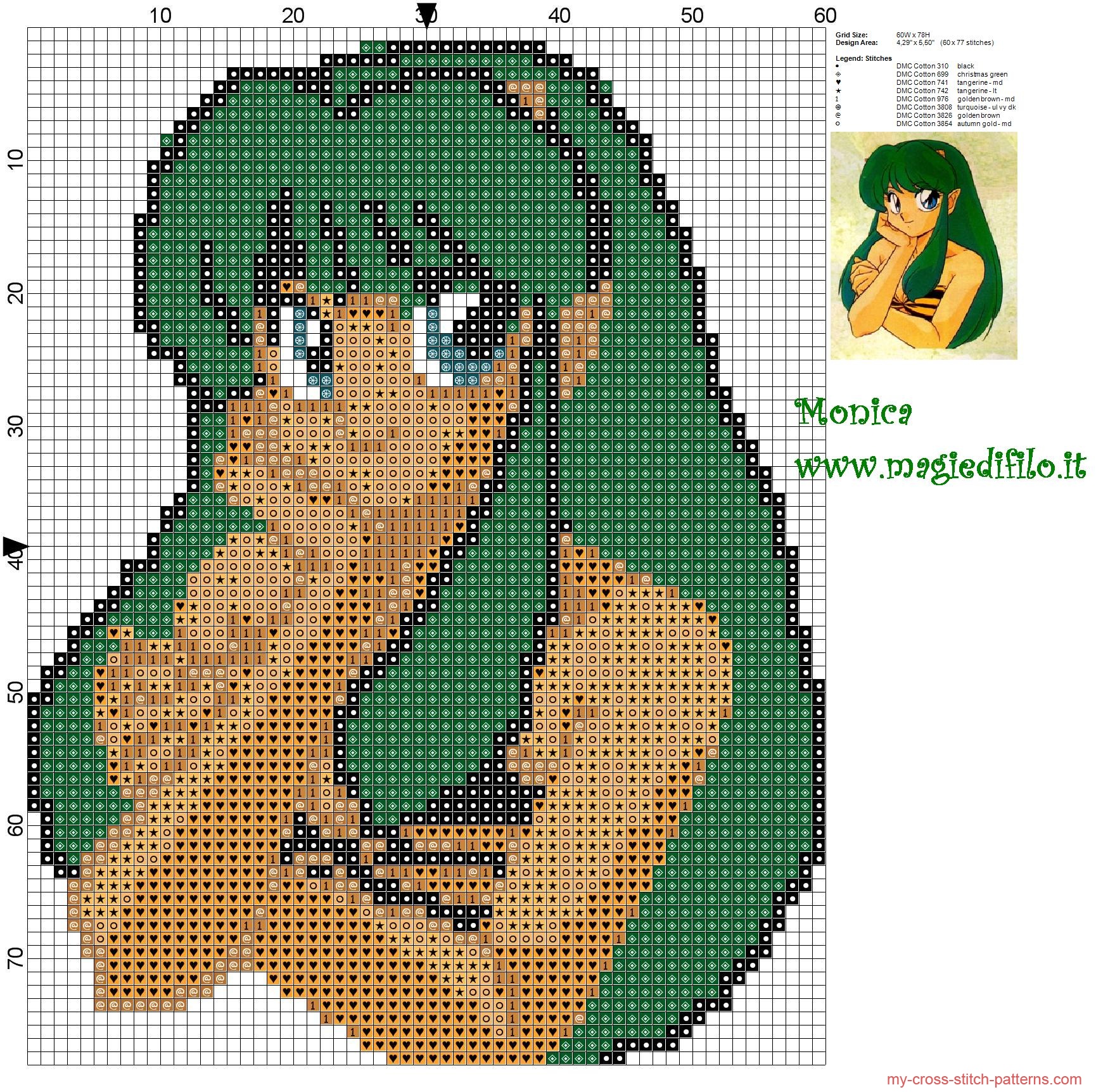 lum_urusei_yatsura_cross_stitch_pattern