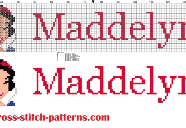 maddelyn_cross_stitch_pattern_name_with_disney_princess_white_snow