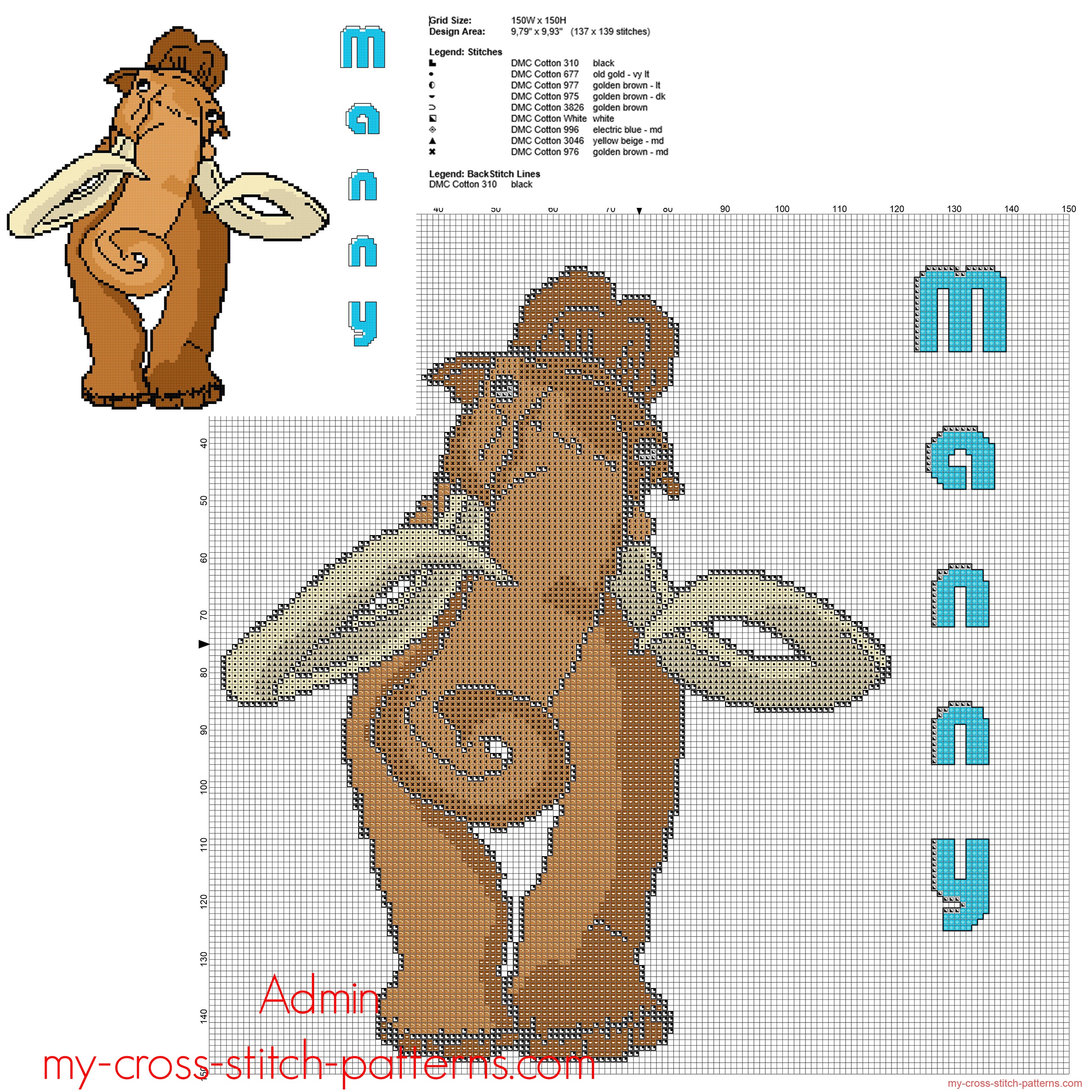 manfred_manny_mammoth_ice_age_character_free_cross_stitch_pattern_big_size