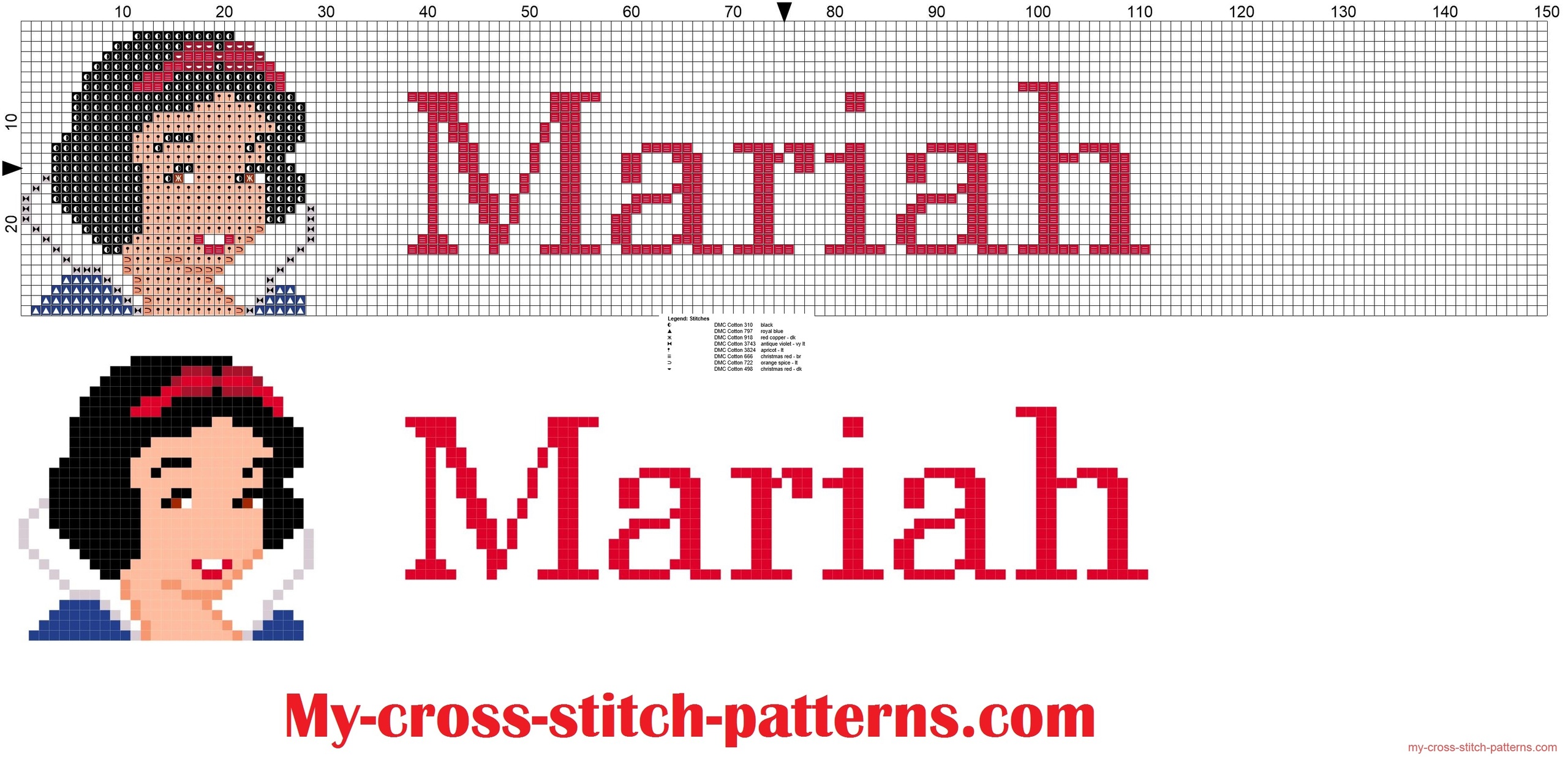 mariah_cross_stitch_pattern_name_with_disney_princess_white_snow