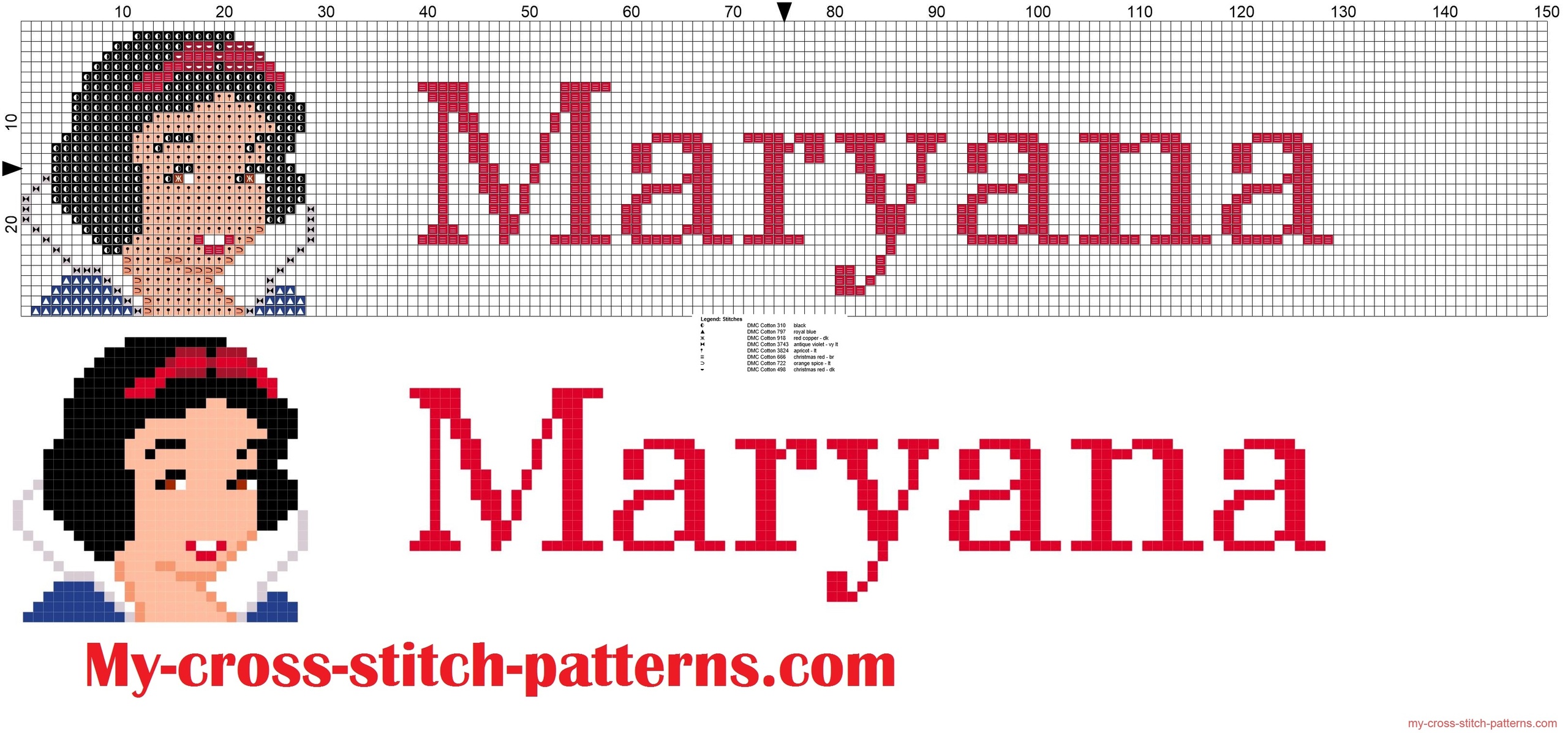 maryana_cross_stitch_pattern_name_with_disney_princess_white_snow