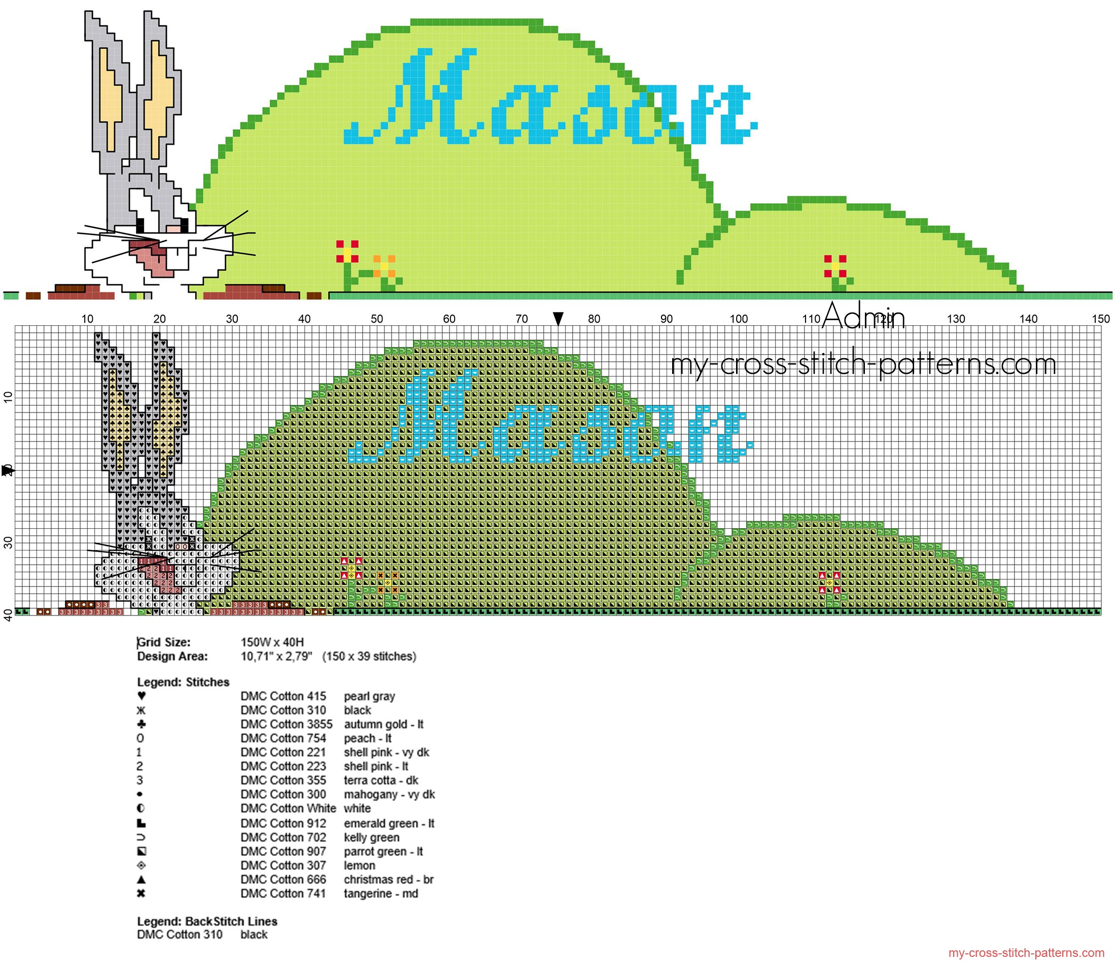 mason_cross_stitch_baby_male_name_with_looney_tunes_cartoons_character_bugs_bunny