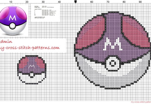 master_ball_pokemon_free_cross_stitch_pattern