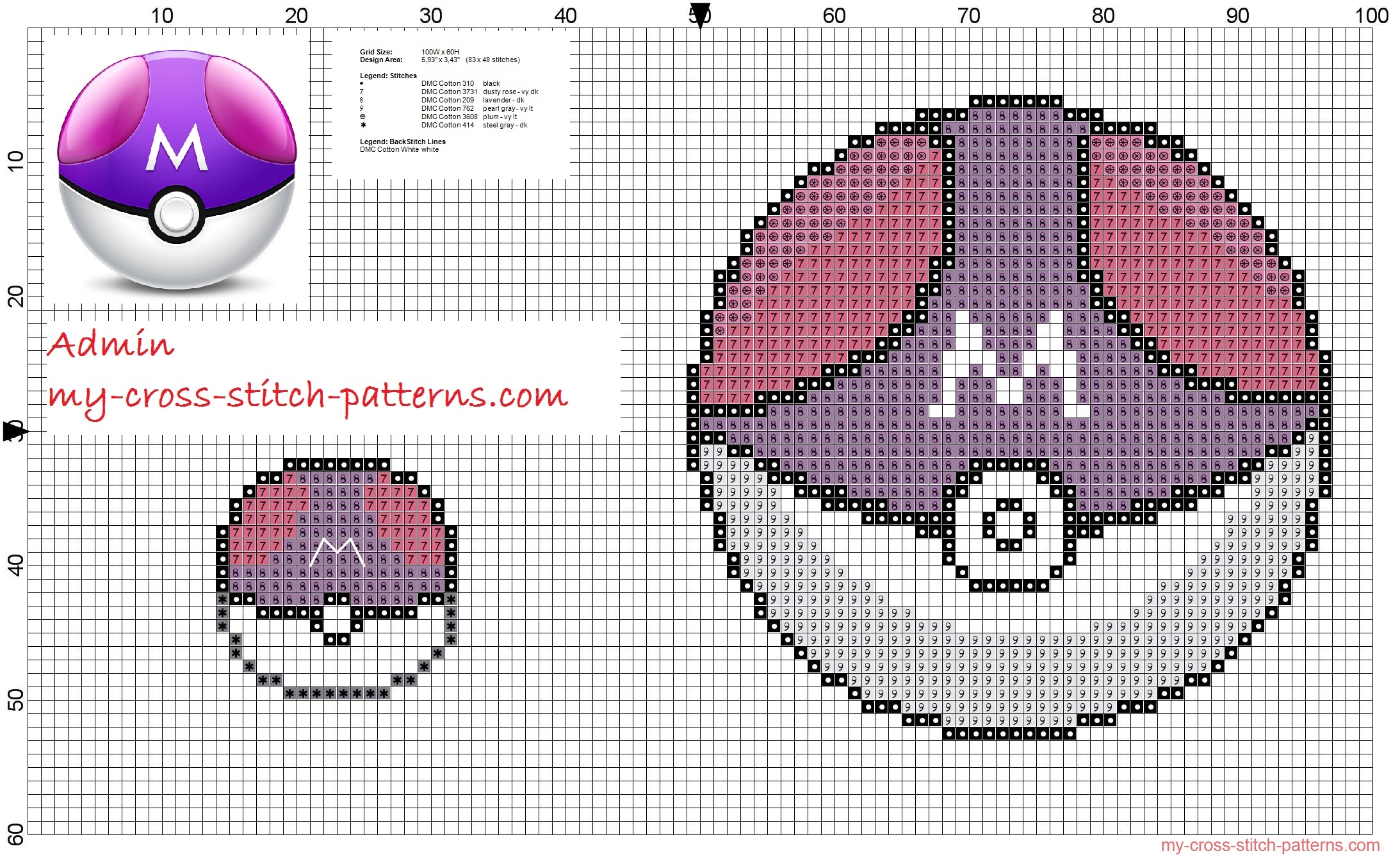 master_ball_pokemon_free_cross_stitch_pattern
