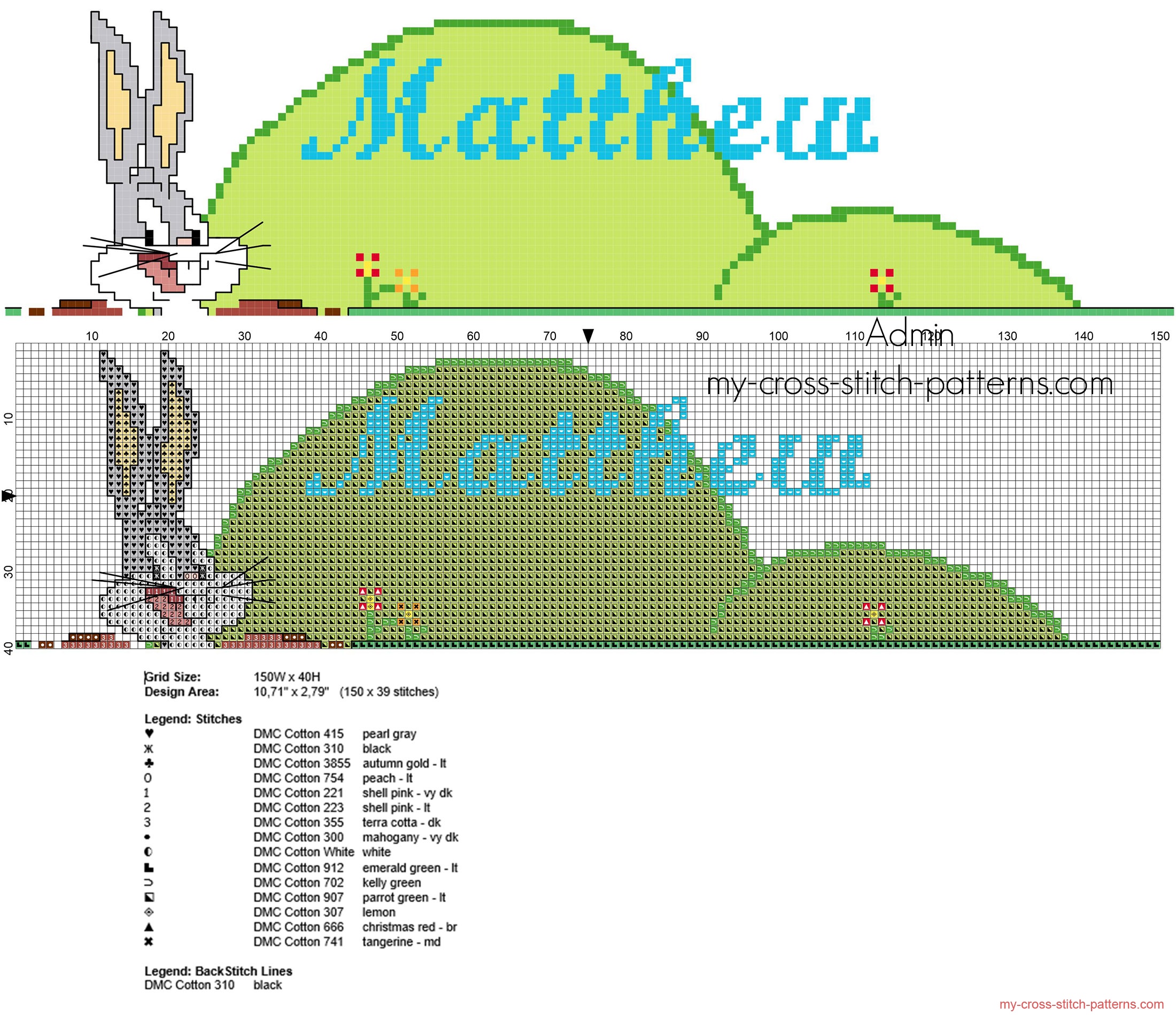 matthew_cross_stitch_baby_male_name_with_bugs_bunny_funny_character