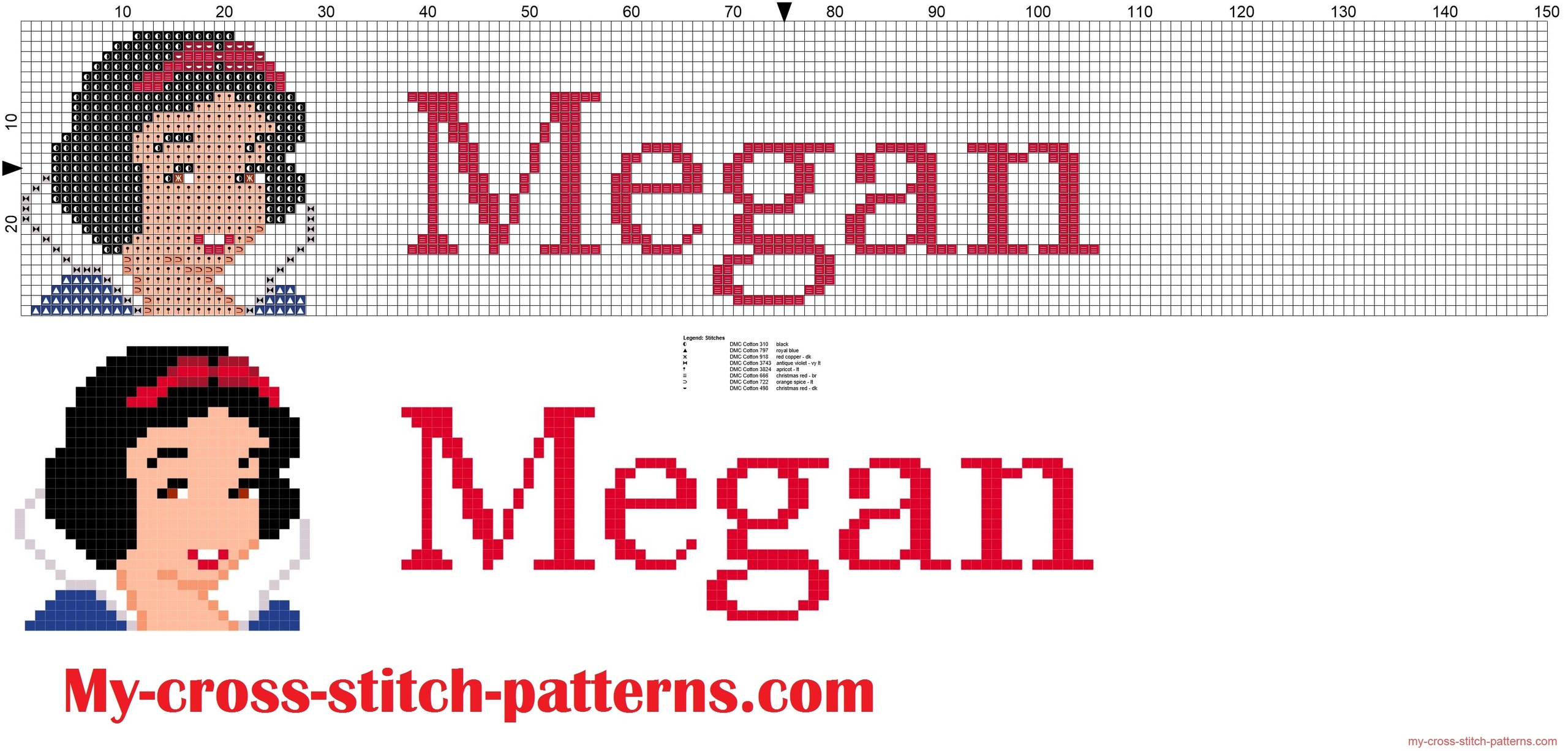 megan_cross_stitch_pattern_name_with_disney_princess_white_snow