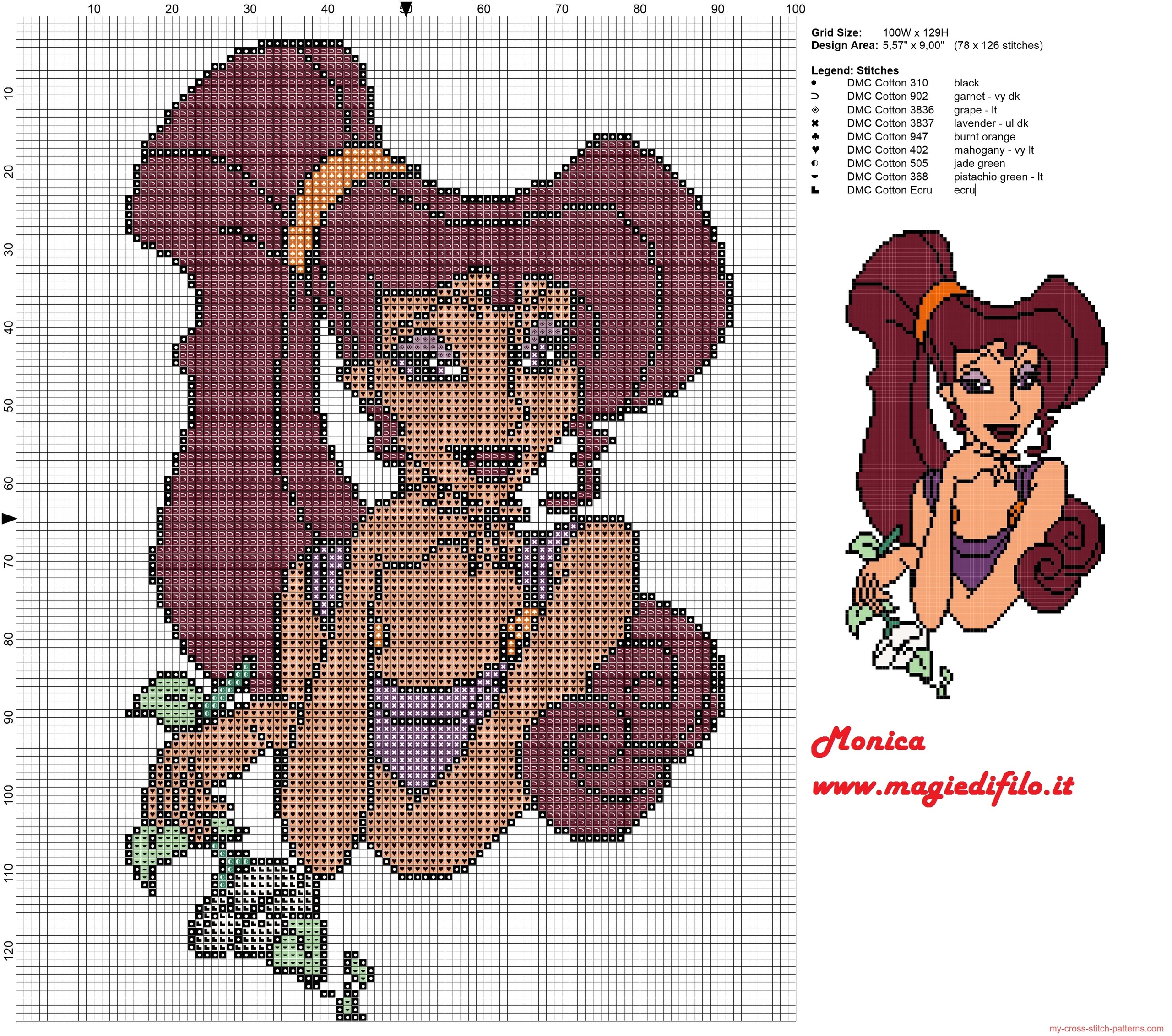 megara_with_flower_hercules_cross_stitch_pattern