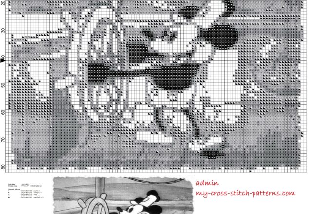 mickey_mouse_30s_drives_a_boat_free_cross_stitch_pattern