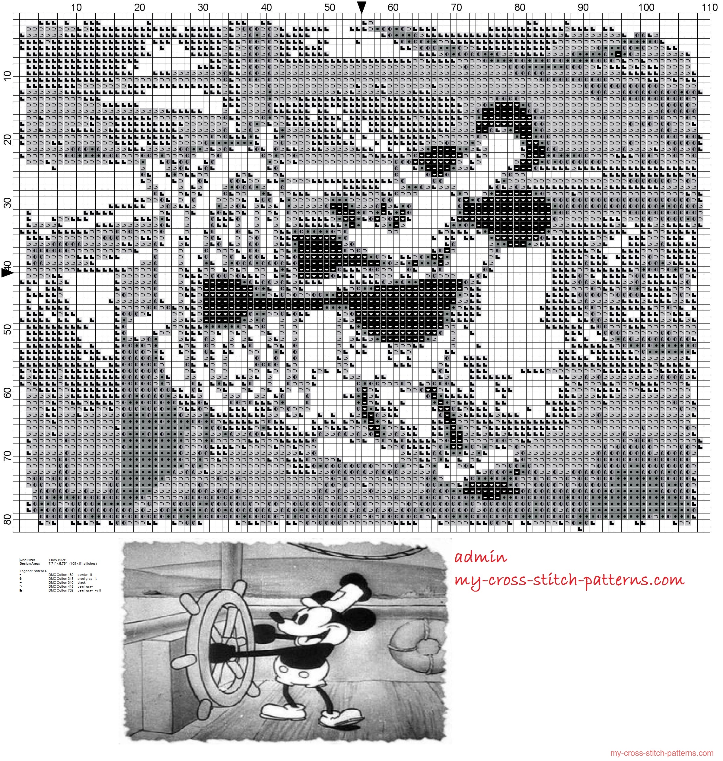 mickey_mouse_30s_drives_a_boat_free_cross_stitch_pattern