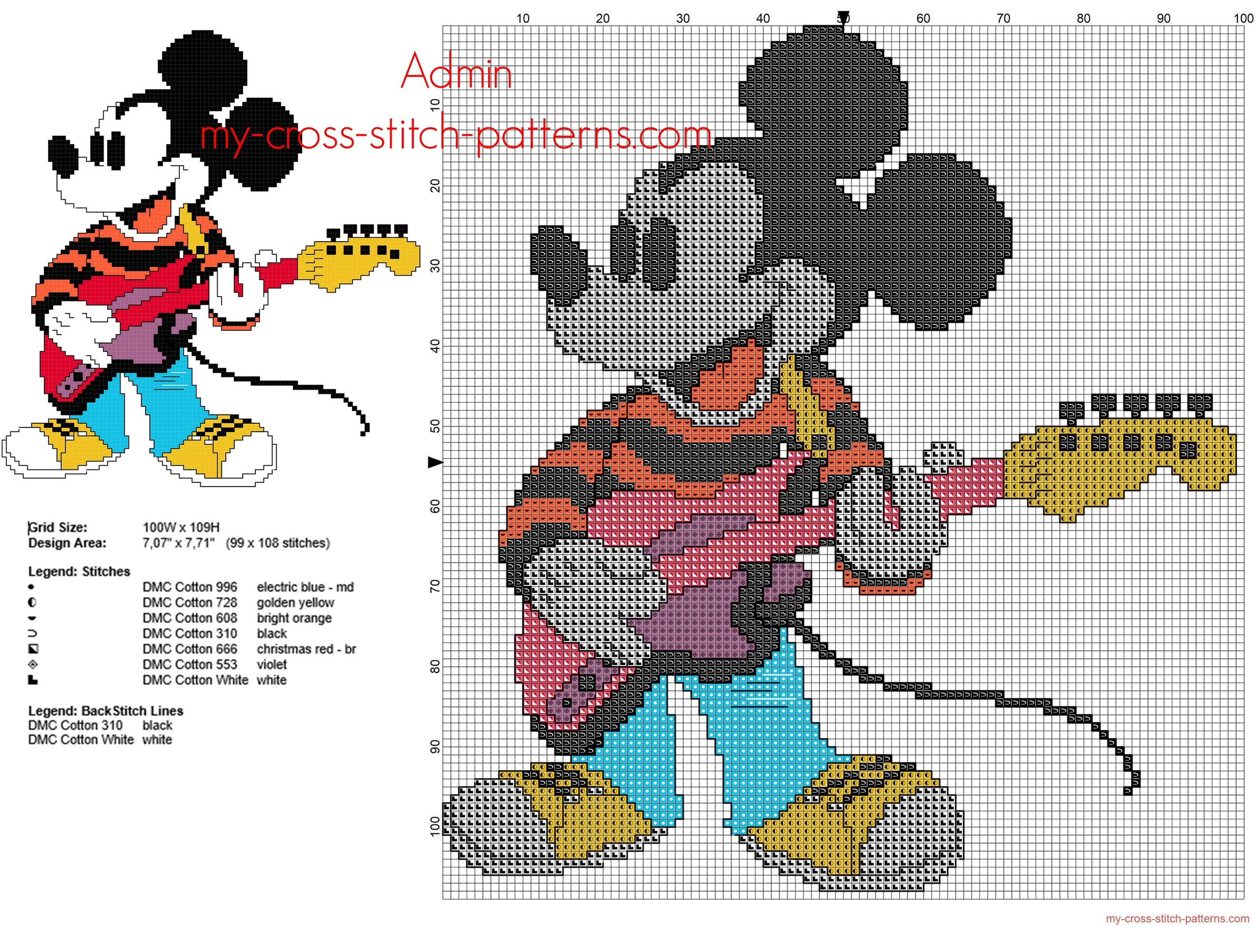 mickey_mouse_playing_the_guitar_small_back_stitch_free_cross_stitch_pattern