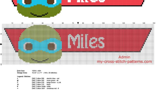 miles_cross_stitch_baby_name_with_teenage_mutant_ninja_turtles