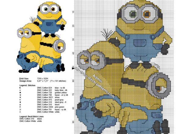 minions_together_free_cross_stitch_pattern_71_x_101_stitches_11_dmc_threads