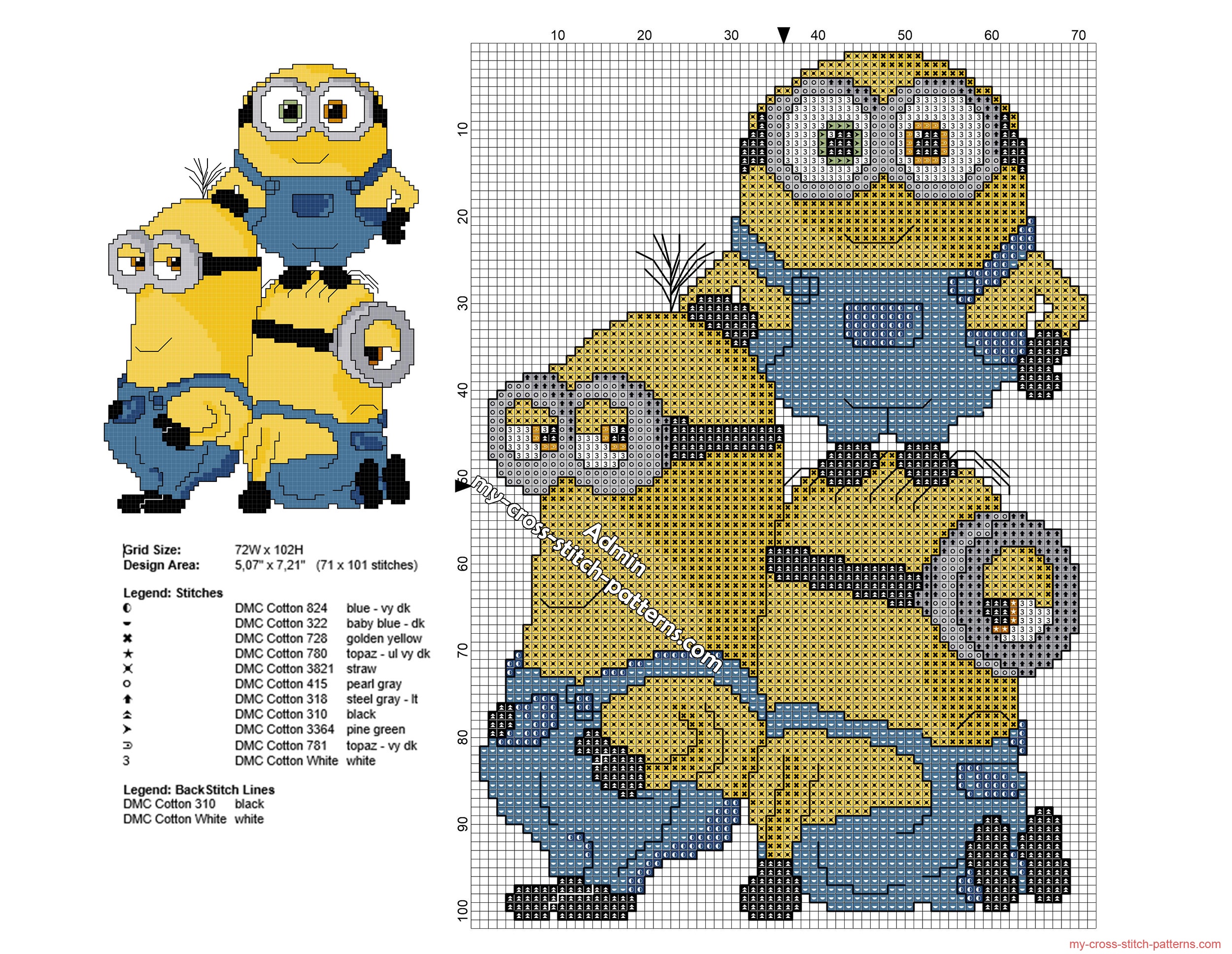 minions_together_free_cross_stitch_pattern_71_x_101_stitches_11_dmc_threads