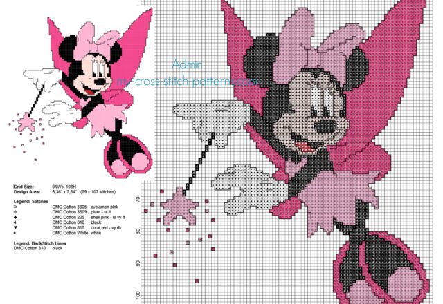 minnie_mouse_tinker_bell_pink_dress_free_cross_stitch_pattern