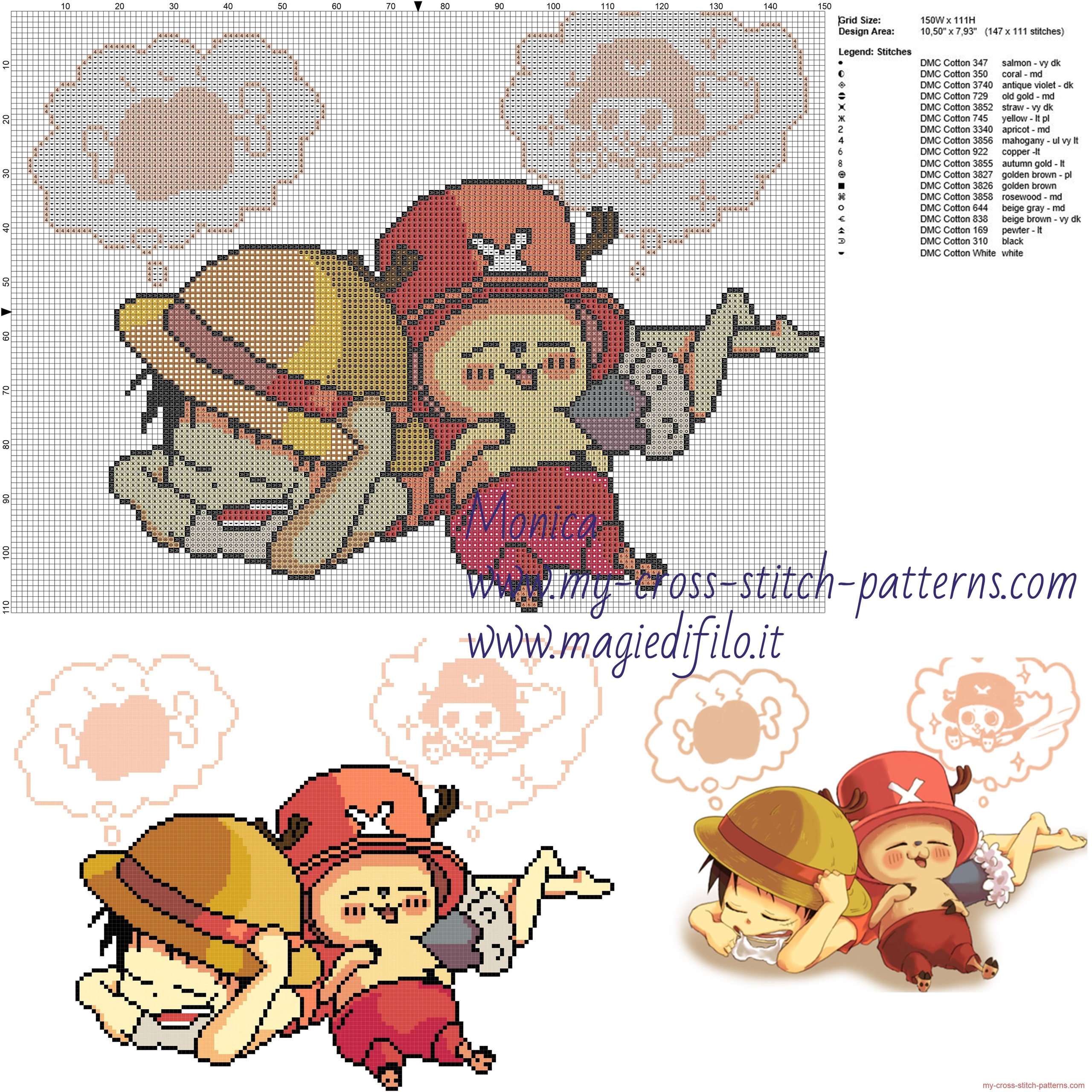 monkey_d__rufy_e_tony_tony_chopper_cross_stitch_pattern_