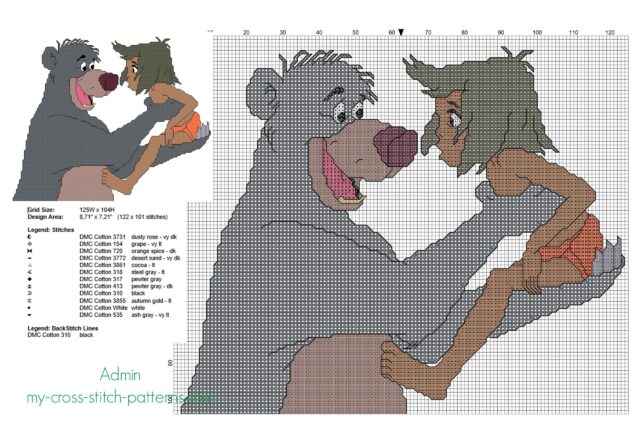 mowgli_and_baloo_from_the_jungle_book_cross_stitch_pattern