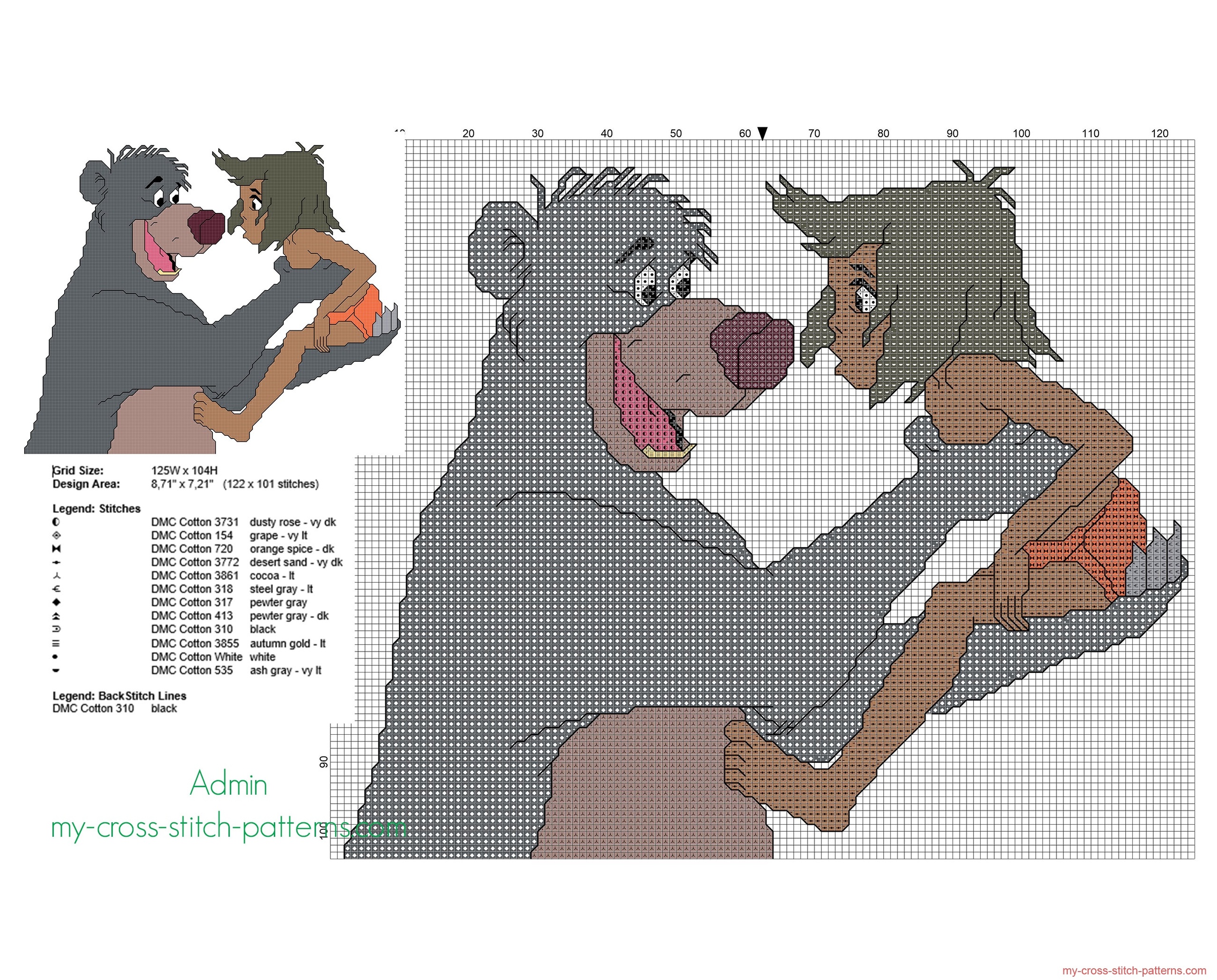 mowgli_and_baloo_from_the_jungle_book_cross_stitch_pattern