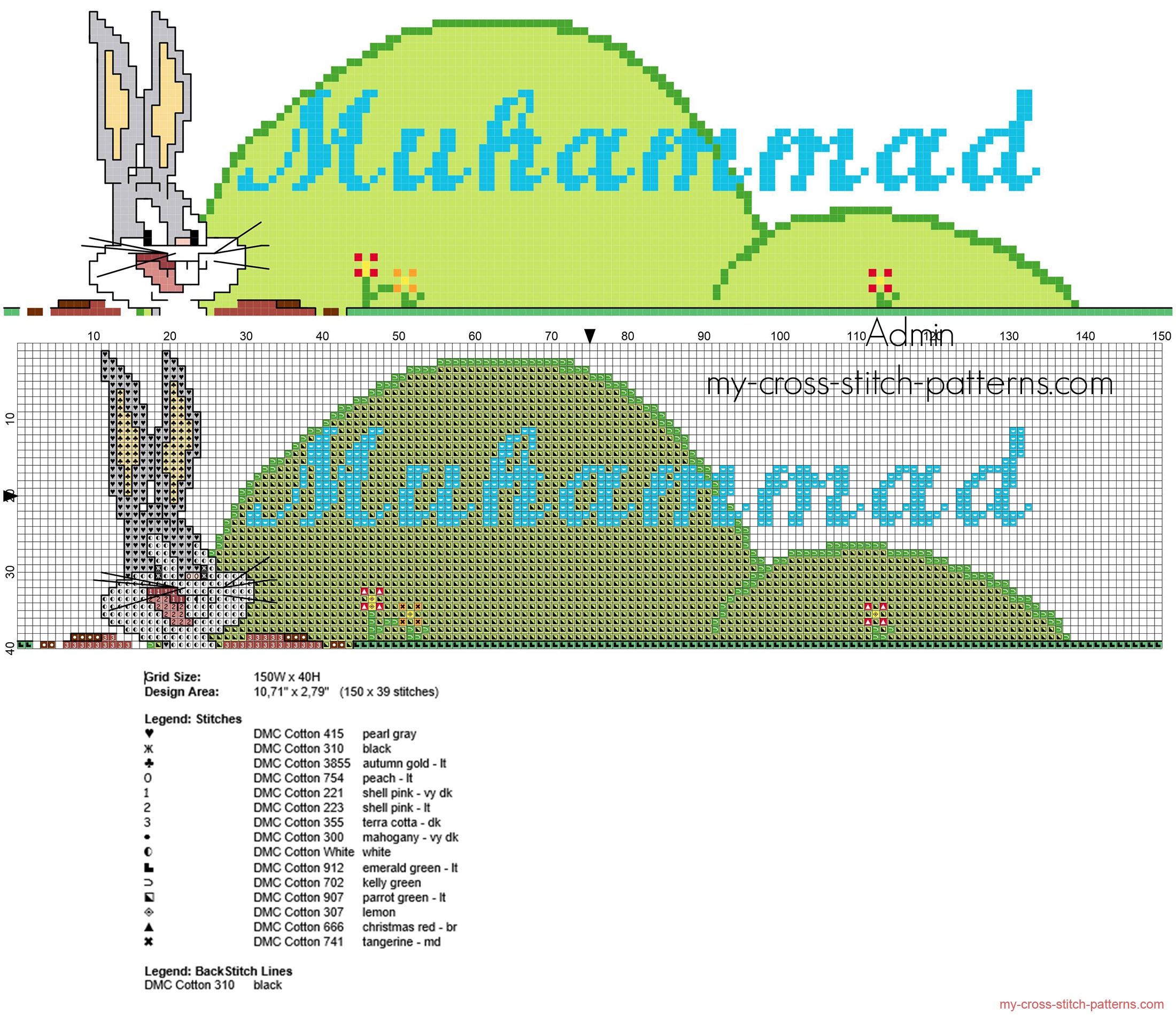 muhammad_cross_stitch_baby_name_with_bugs_bunny