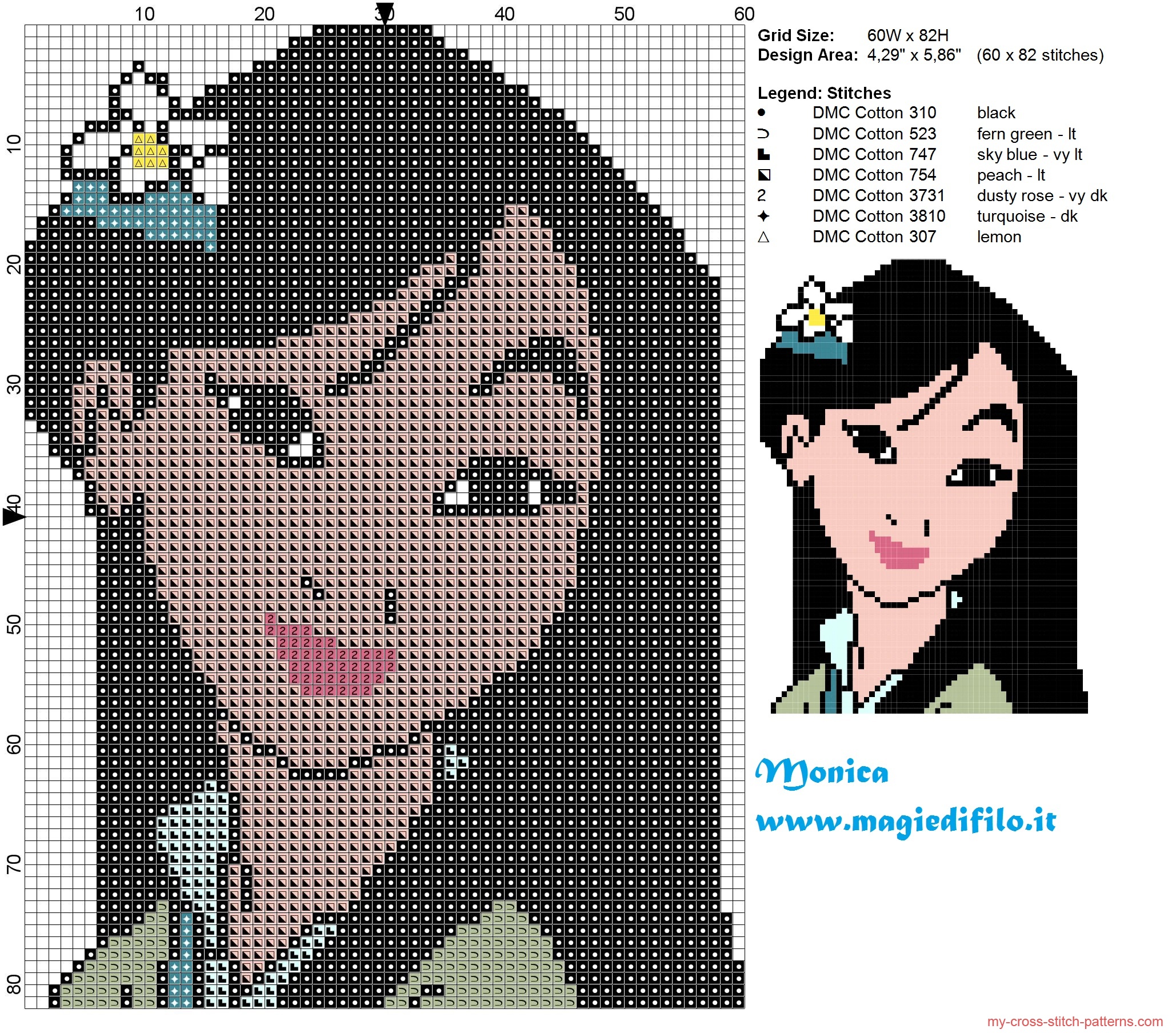 mulan_with_a_flower_cross_stitch_pattern_