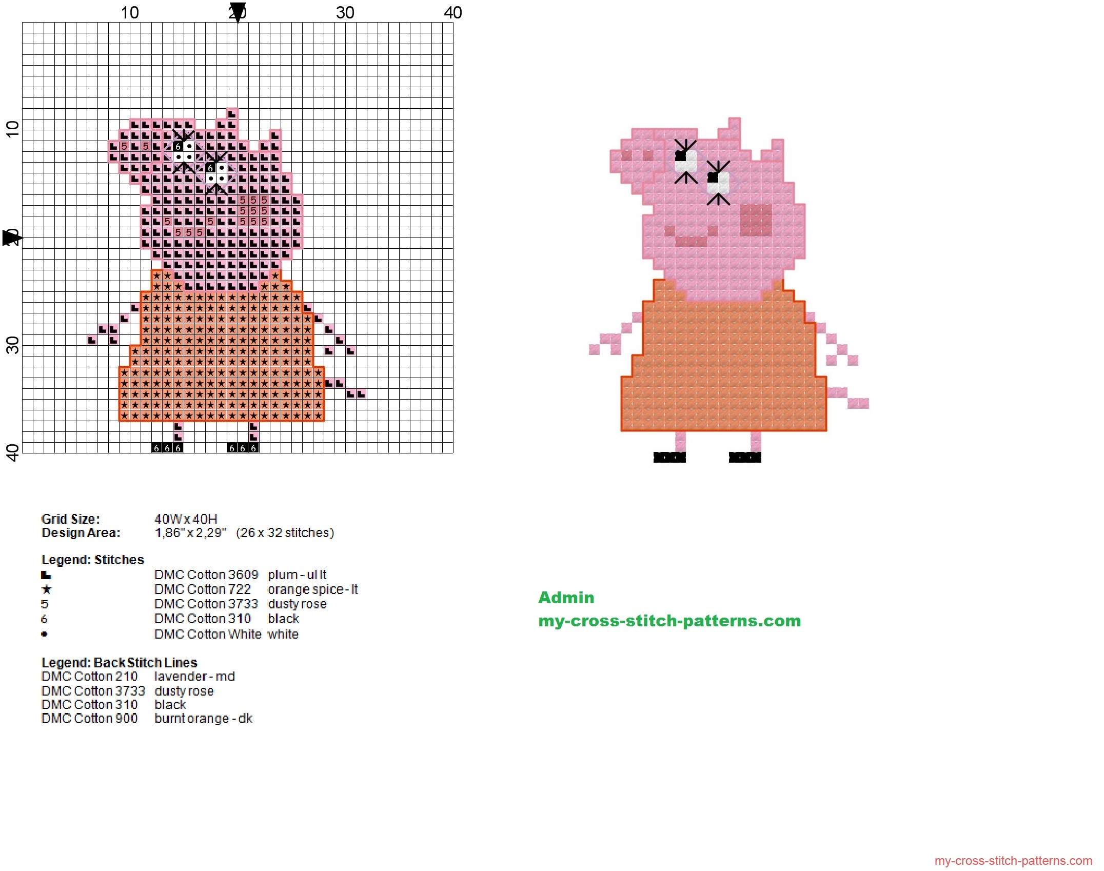 mummy_pig_small_cross_stitch_pattern_26x32