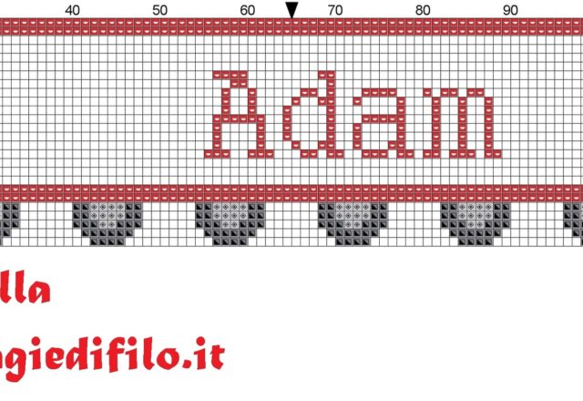 name_adam_with_truck_cross_stitch_pattern