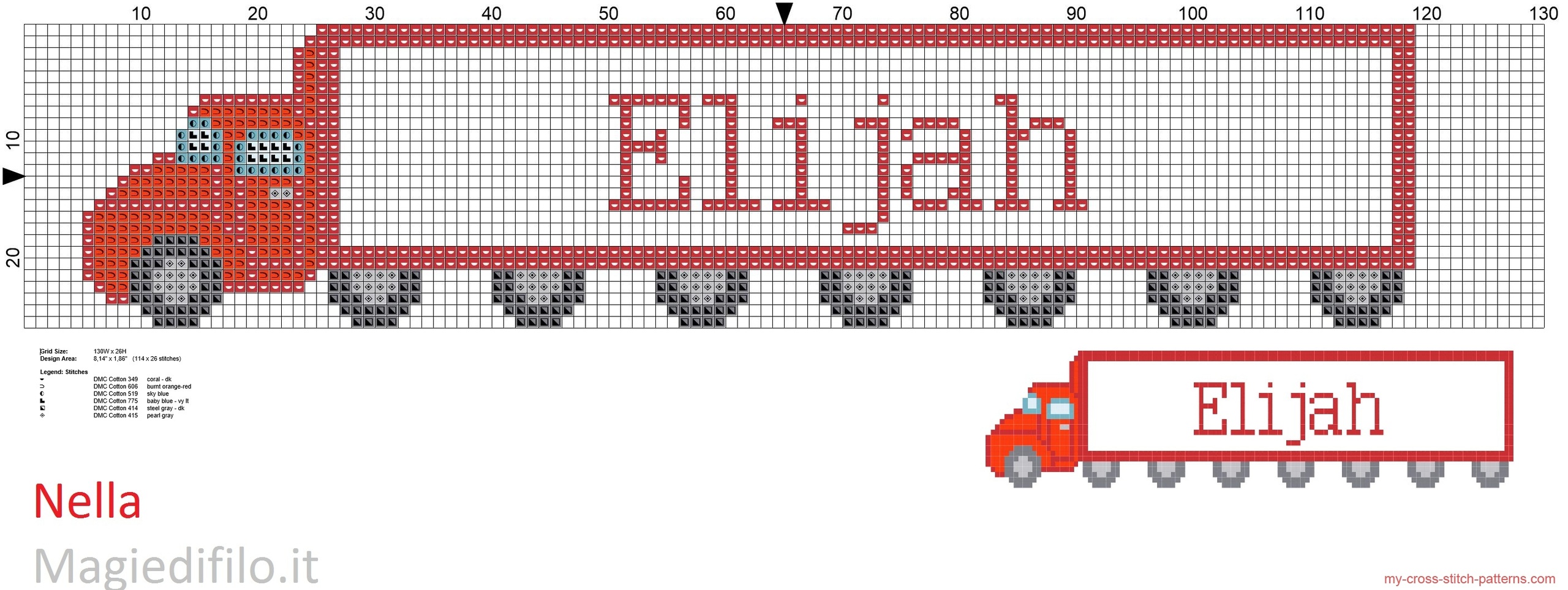 name_elijah_with_truck_cross_stitch_pattern