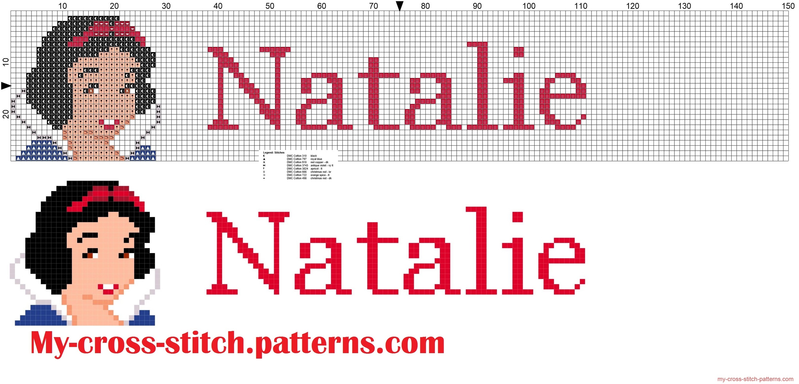 natalie_cross_stitch_pattern_name_with_disney_princess_white_snow