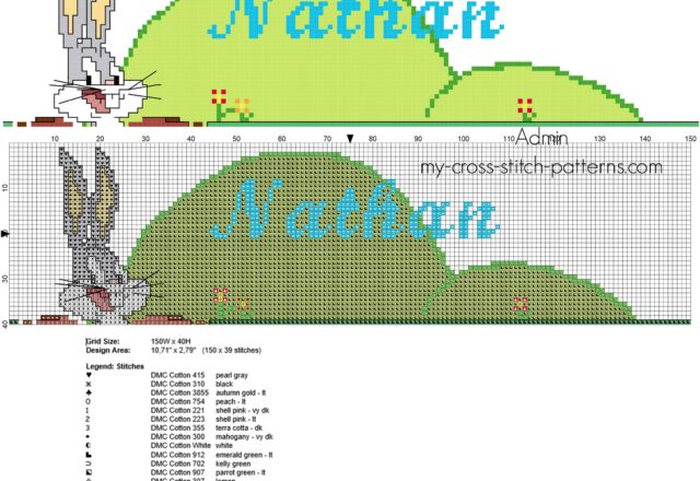 nathan_cross_stitch_baby_name_with_looney_tunes_cartoon_bugs_bunny