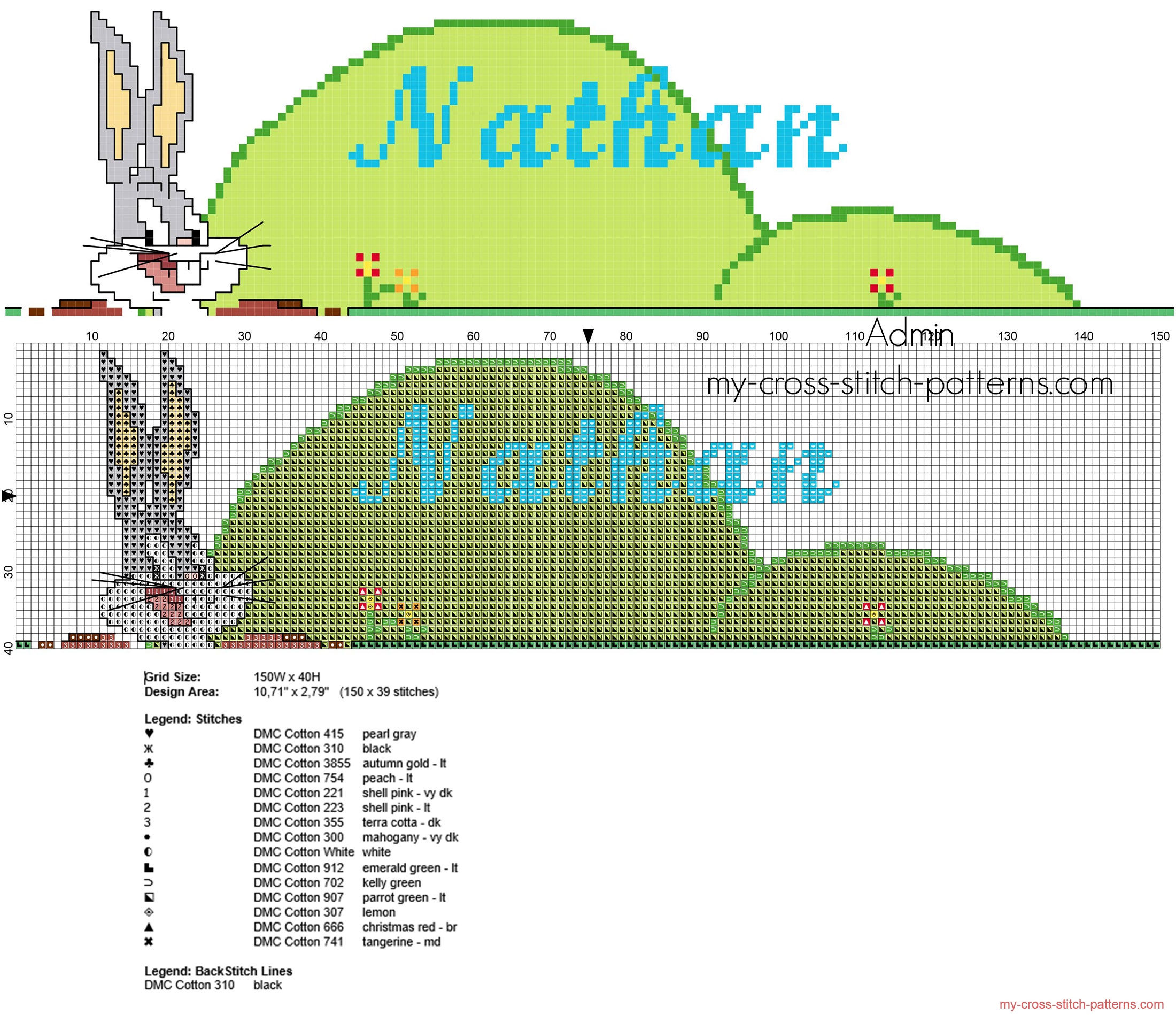 nathan_cross_stitch_baby_name_with_looney_tunes_cartoon_bugs_bunny