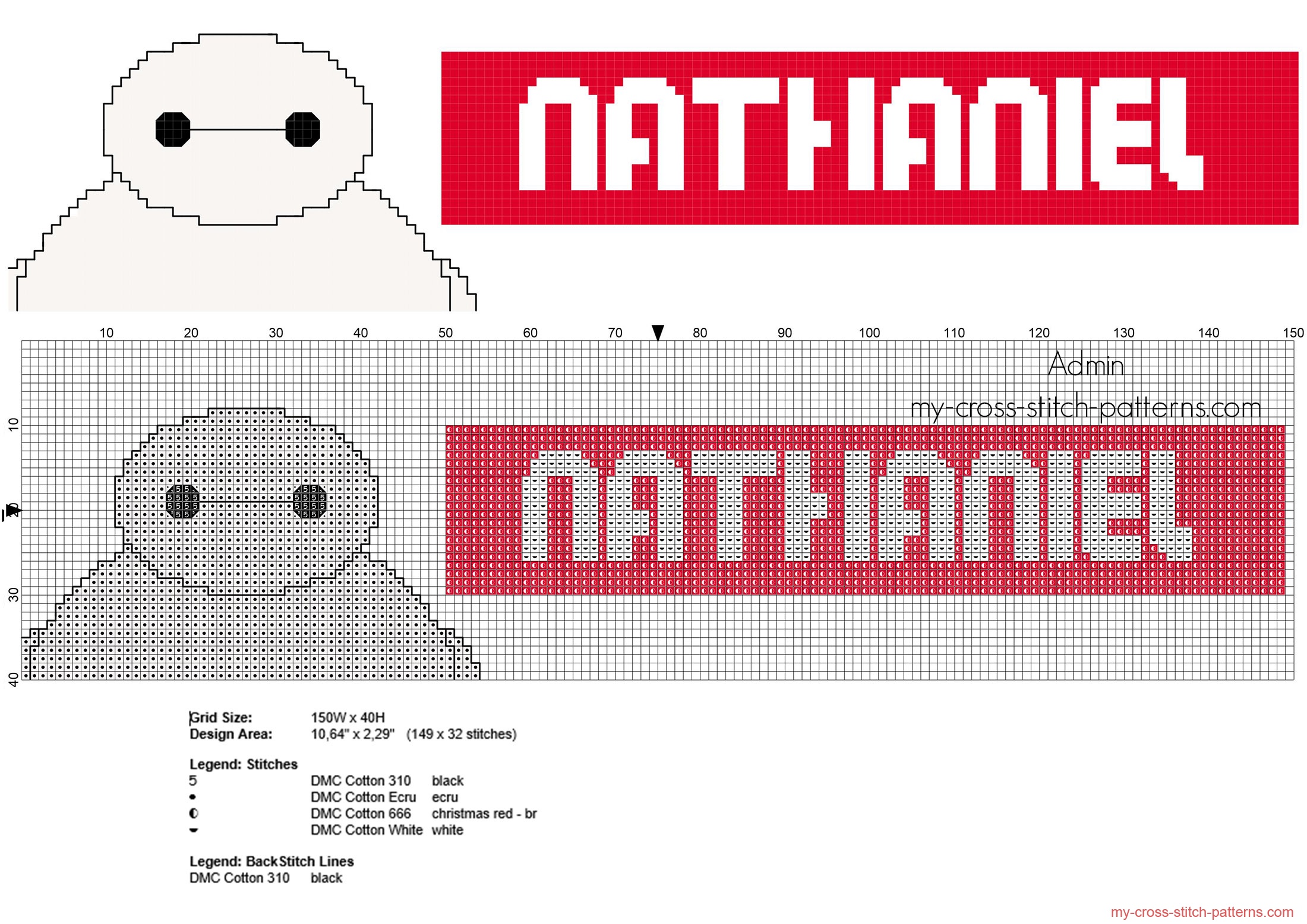 nathaniel_cross_stitch_baby_name_with_disney_baymax