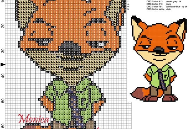 nick_wilde_chibi_zootropolis_cross_stitch_pattern_