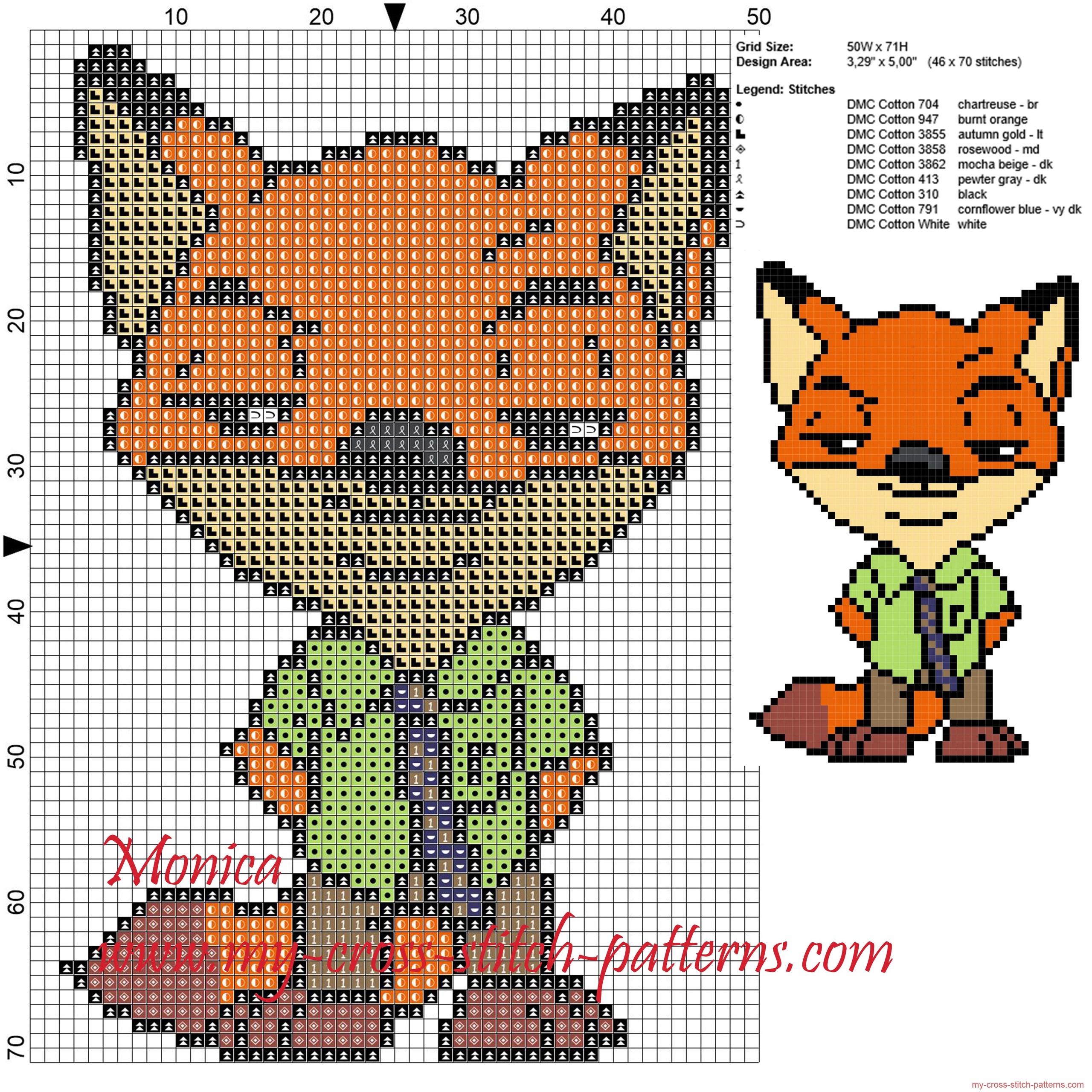 nick_wilde_chibi_zootropolis_cross_stitch_pattern_