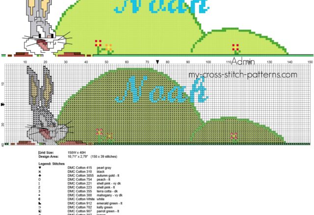 noah_cross_stitch_baby_name_with_bugs_bunny