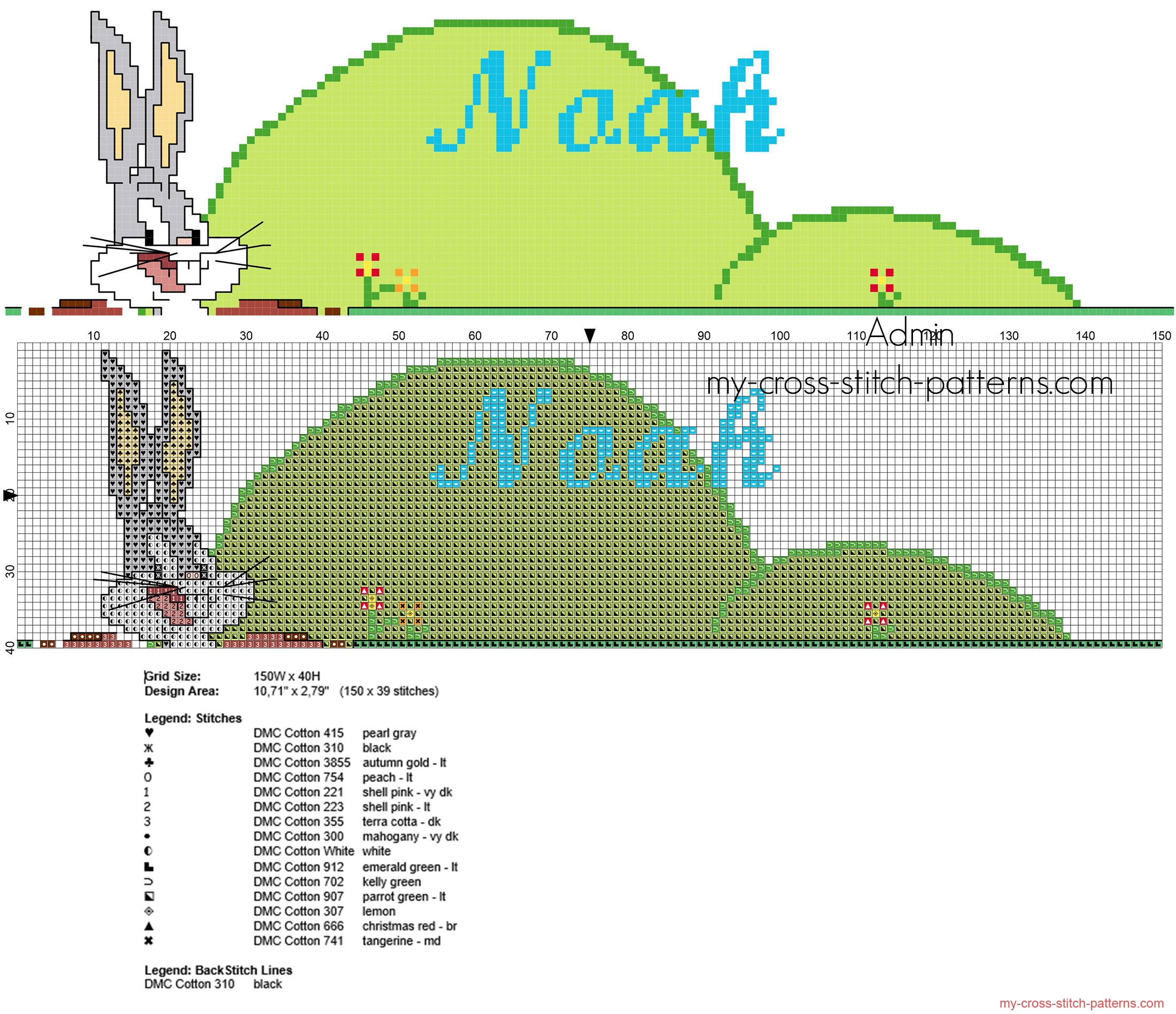 noah_cross_stitch_baby_name_with_bugs_bunny