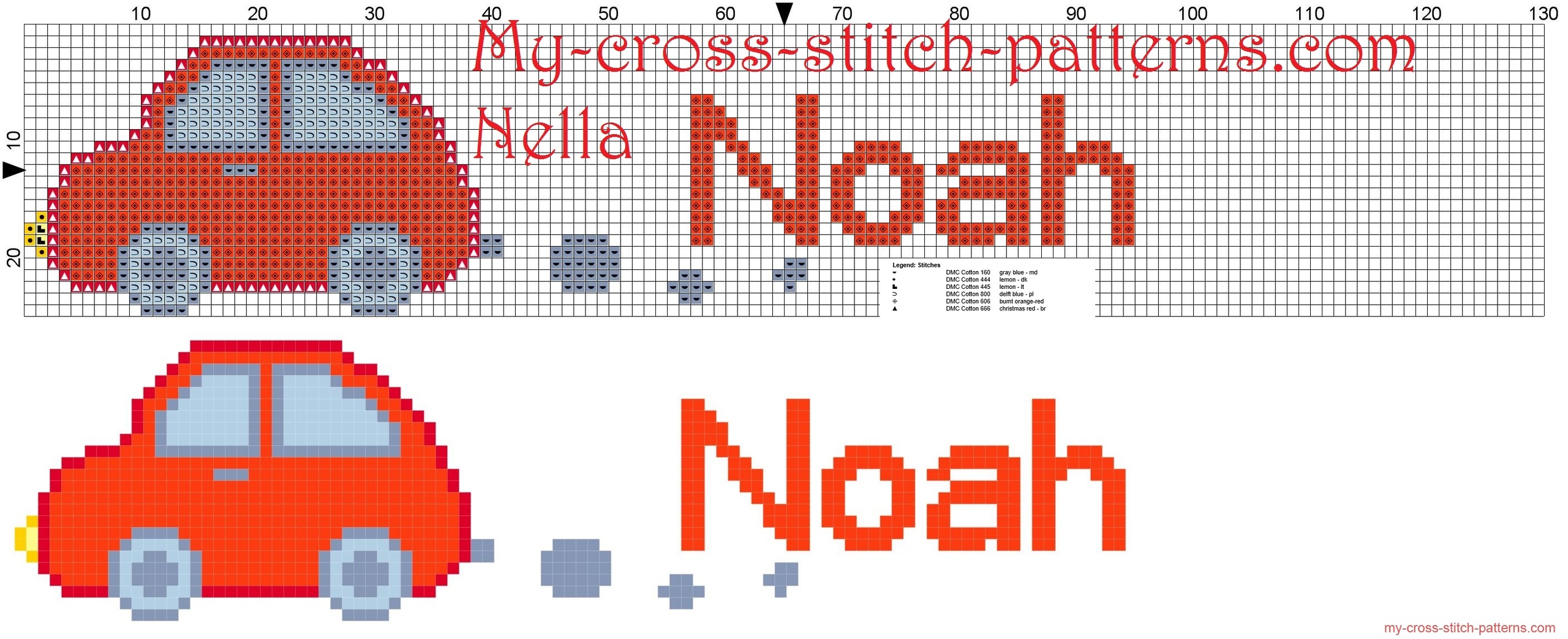 noah_name_with_toy_car_cross_stitch_patterns