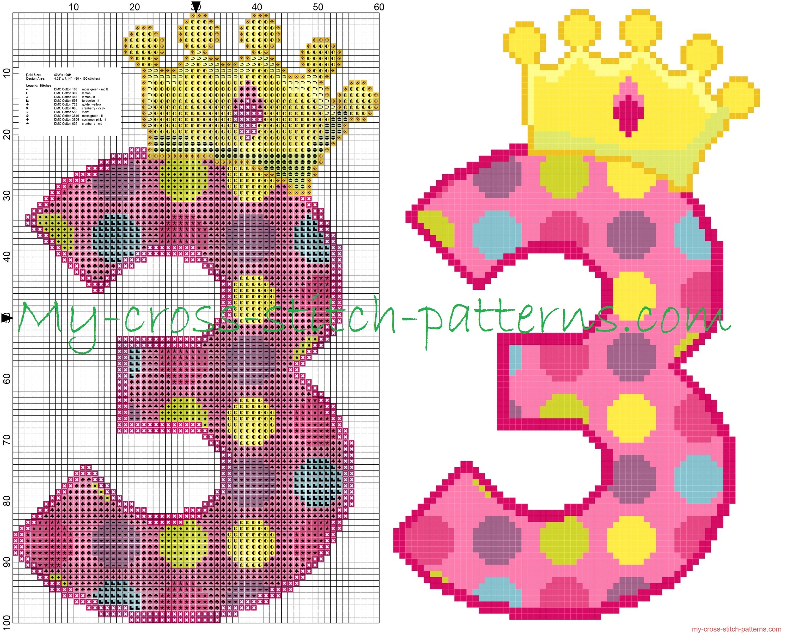 number_three_happy_birthday_cross_stitch_pattern